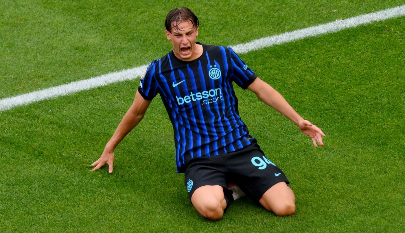 Pio Esposito celebra su gol con el Inter ante River, en el Mundial de Clubes.