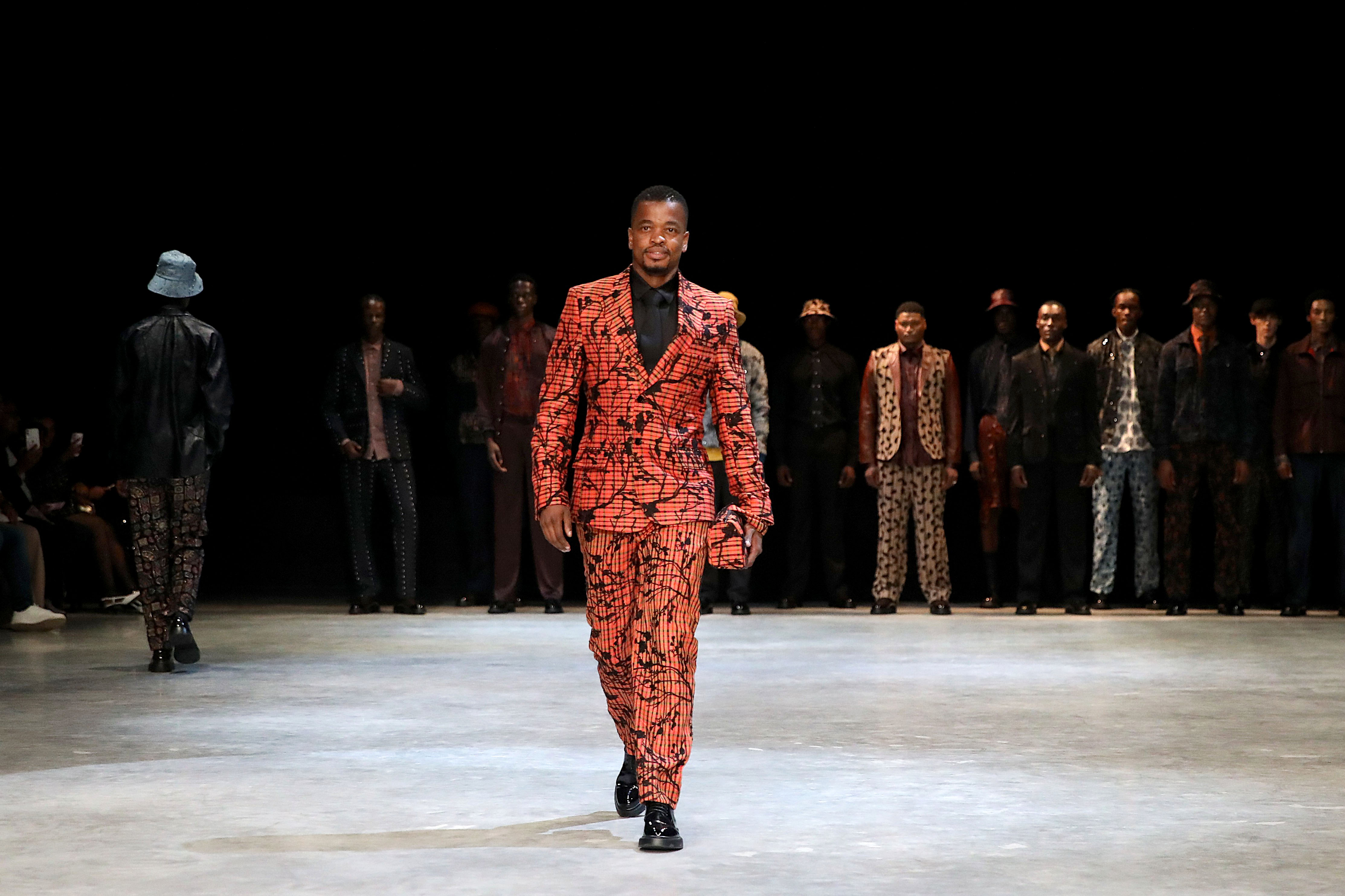 Craig Jacobs of Fundudzi on the South African Fashion Week runway in Johannesburg