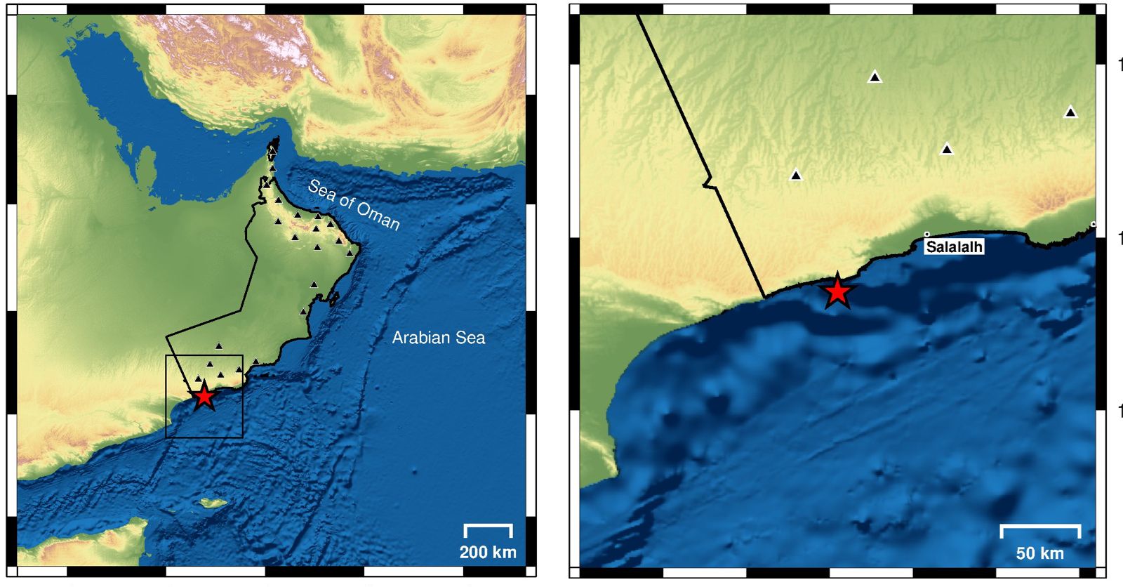 زلزال يبعد عن صلالة أقل من 70 كم