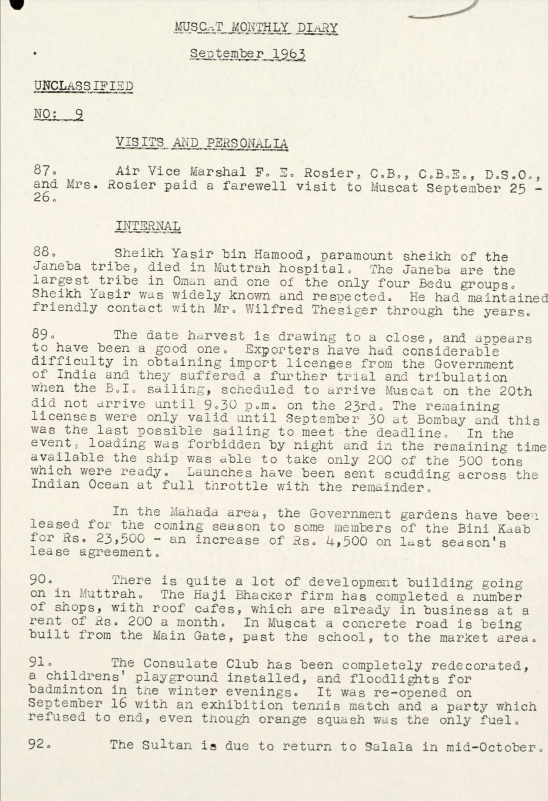 منها الأفغاني مدّعي النبوة وانفجار روي: أحداث وقعت في السلطنة عام 1963