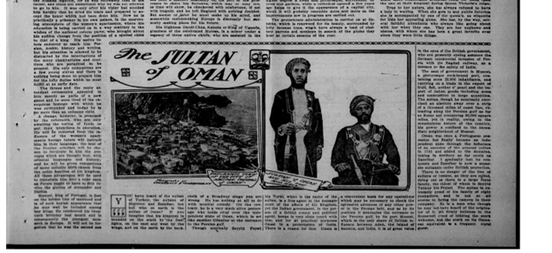 تقرير صحفي عن السلطان فيصل. جريدة The Antioch News.  عدد 27 يناير 1910