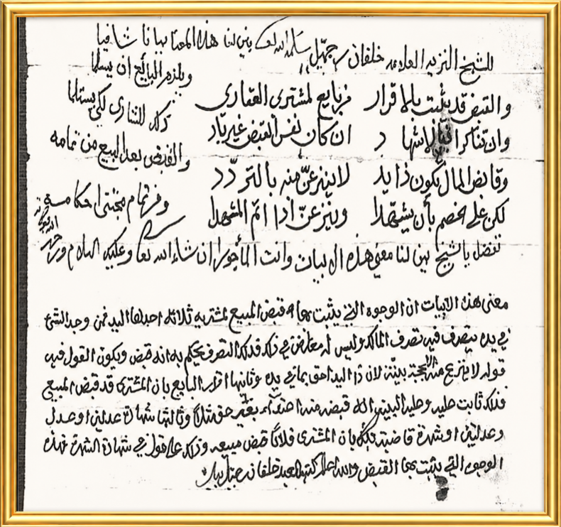جانب من إحدى المراسلات الفقهية التي كانت ترده