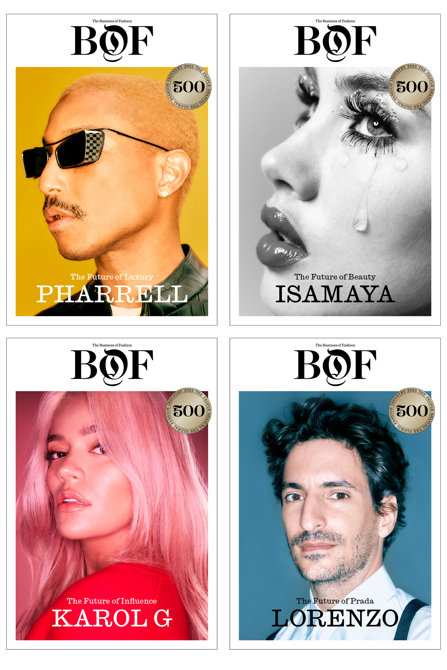 Pharrell Williams, Isamaya Ffrench, Karol G and Lorenzo Bertelli Are This  Year's BoF 500 Cover Stars