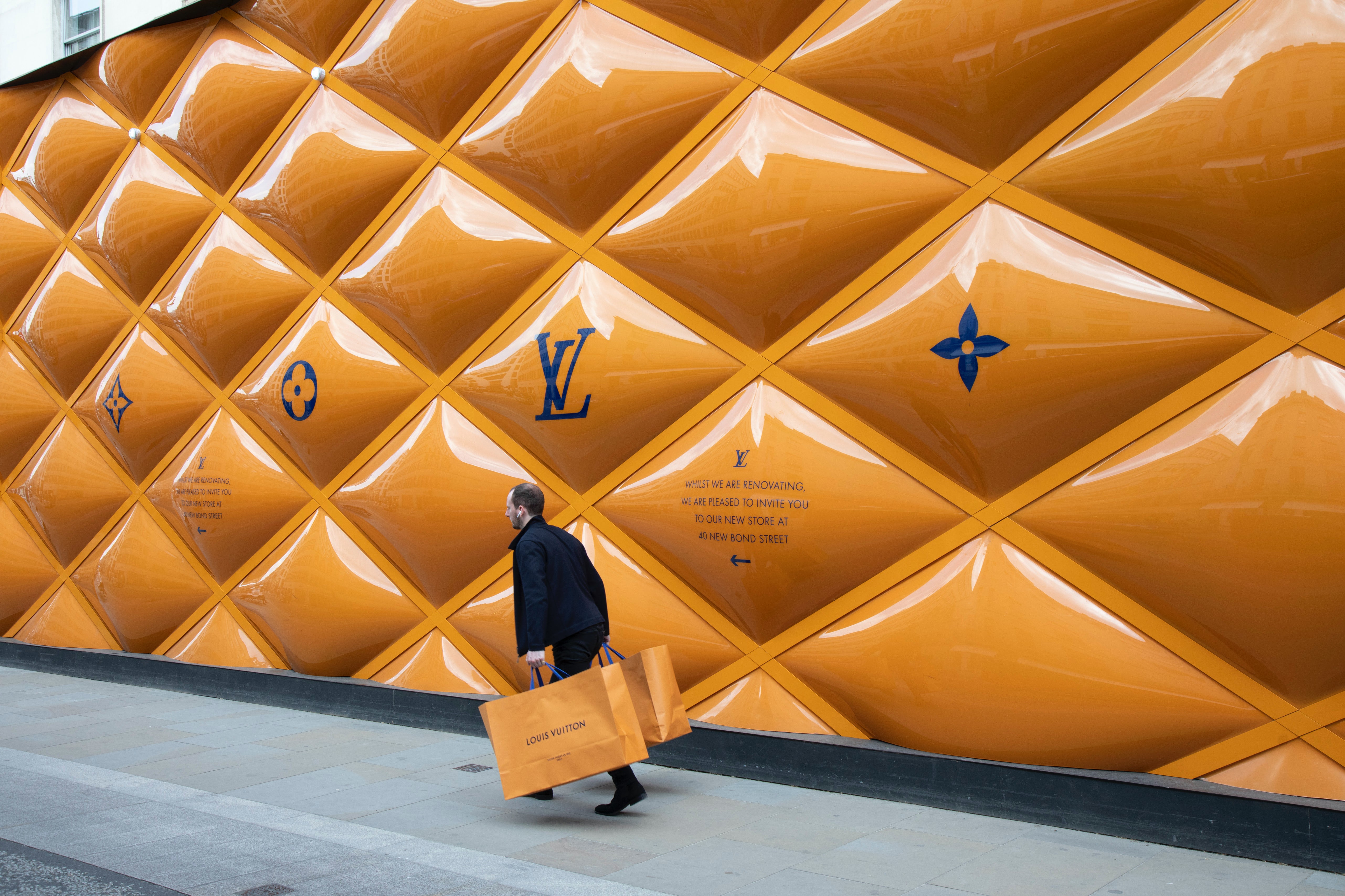 Louis Vuitton large advertising hoarding on New Bond street
