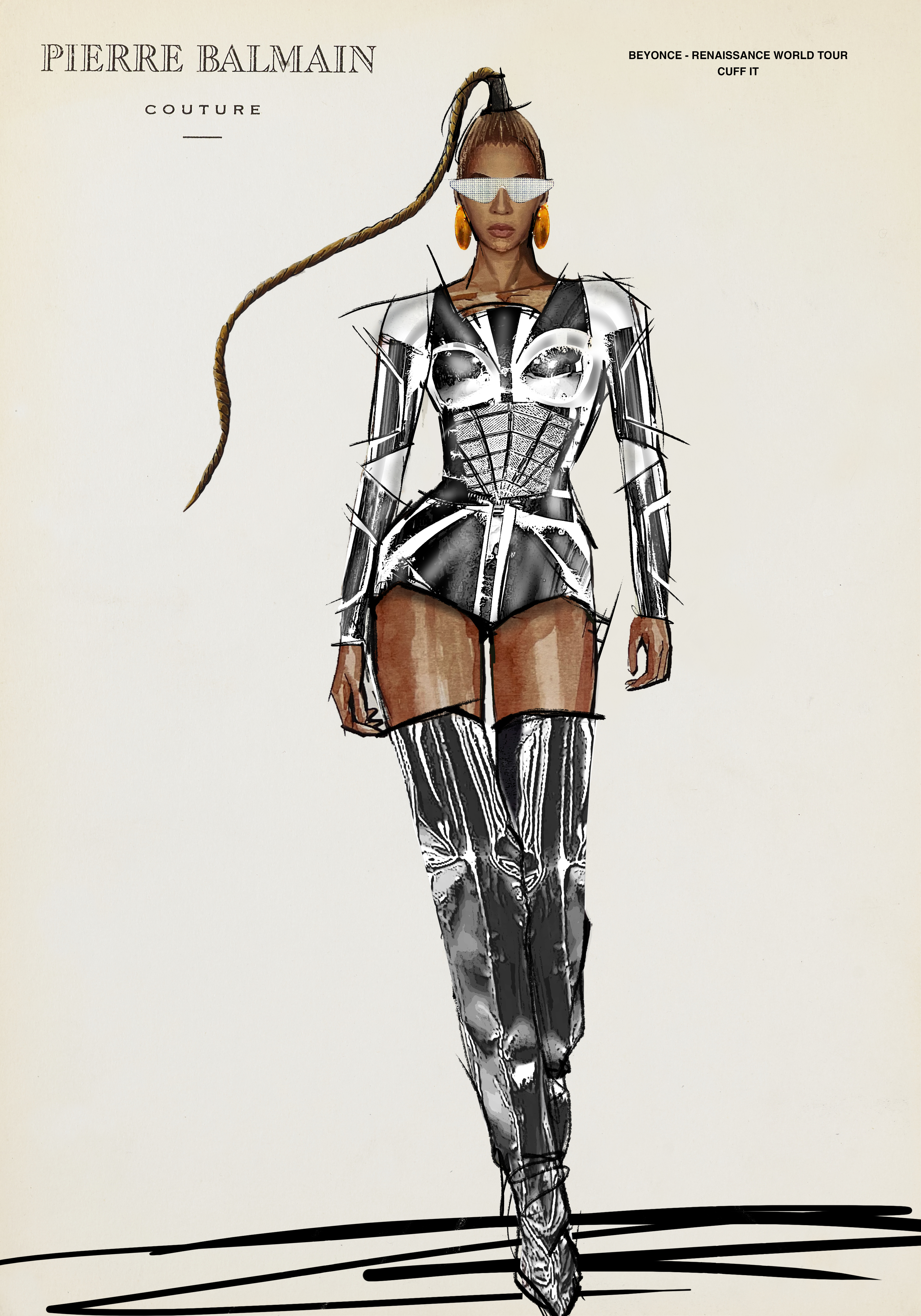 Olivier Rousteing Balmain Sketch  Fashion illustration, Fashion sketches,  Illustration fashion design