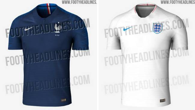 las camisetas de Francia e Inglaterra para el Mundial - Colombia