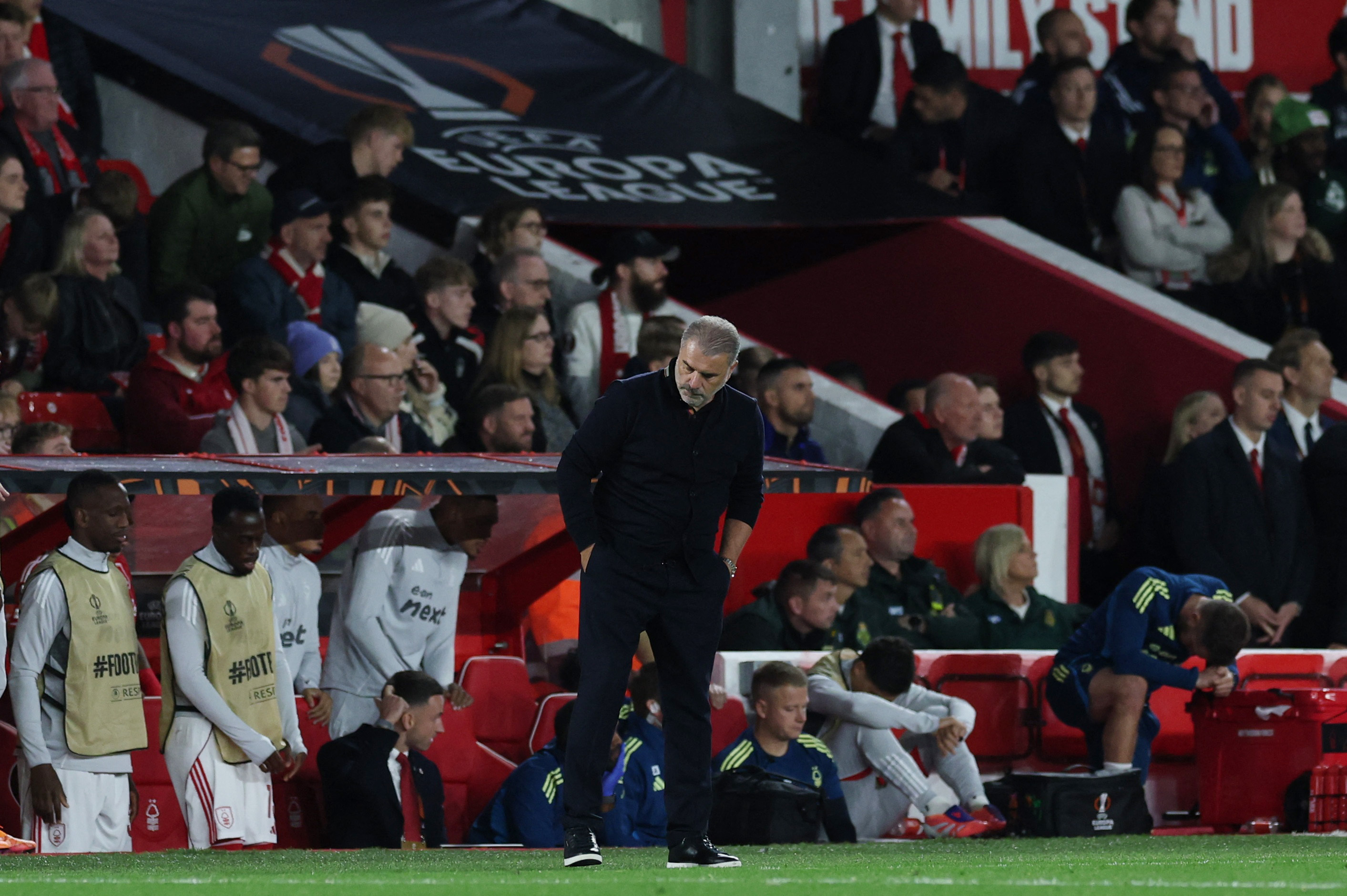 Soccer Football - UEFA Europa League - Nottingham Forest v FC Midtjylland - The City Ground, Nottingham, Britain - October 2, 2025 Nottingham Forest manager Ange Postecoglou reacts Action Images via Reuters/Paul Childs