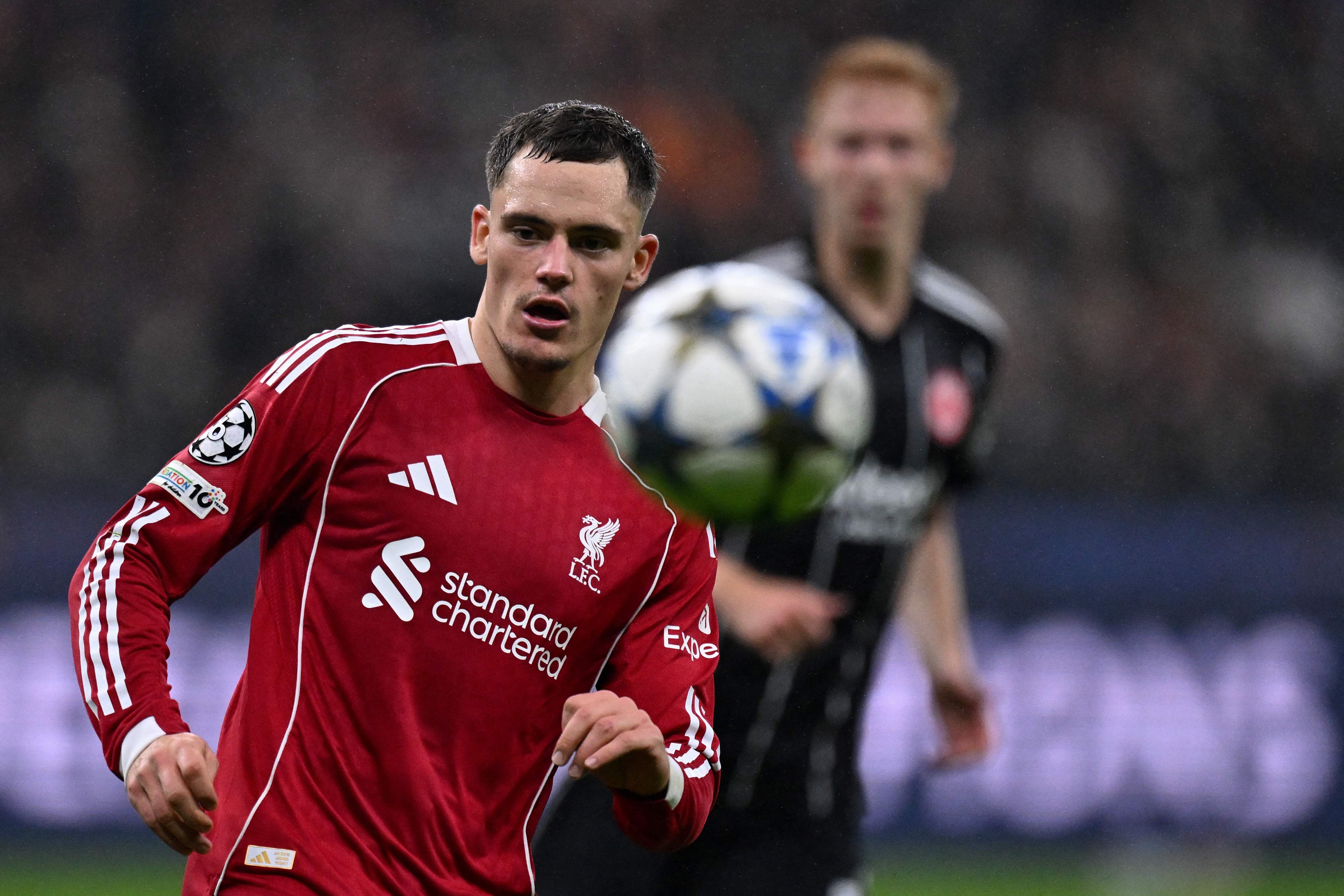 Liverpool's German midfielder #07 Florian Wirtz controls the ball during the UEFA Champions League football match between Eintracht Frankfurt and Liverpool FC in Frankfurt, western Germany on October 22, 2025. (Photo by Kirill KUDRYAVTSEV / AFP)