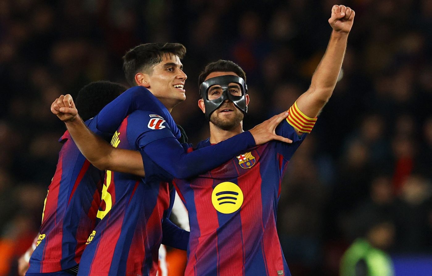 Gerard Martín y Eric Garcia, en el partido ante el Atlético.