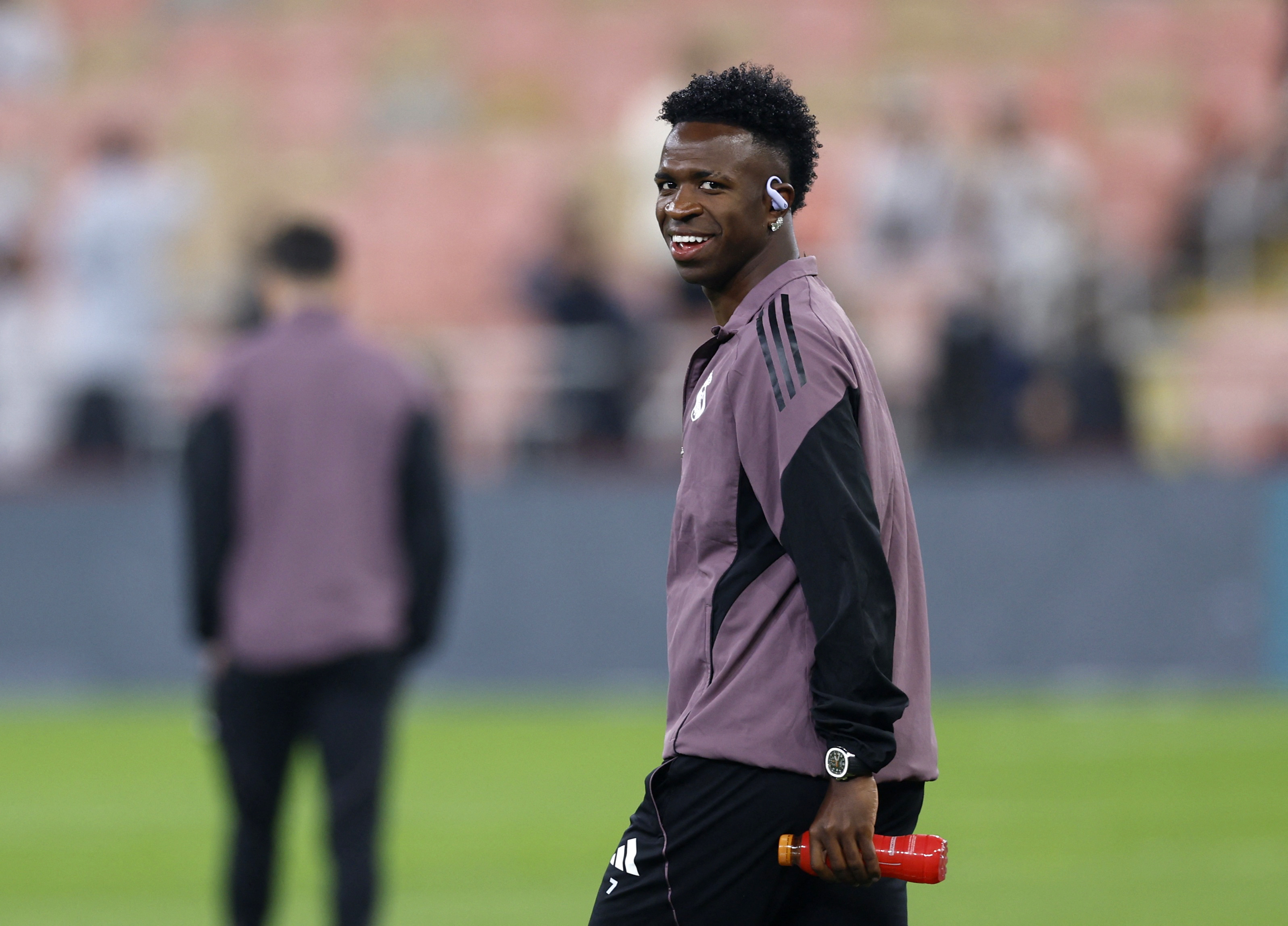Soccer - Spanish Super Cup - Semi Final - Atletico Madrid v Real Madrid - King Abdullah Sports City, Jeddah, Saudi Arabia - January 8, 2026 Real Madrid's Vinicius Jr. before the match REUTERS/Vincent West