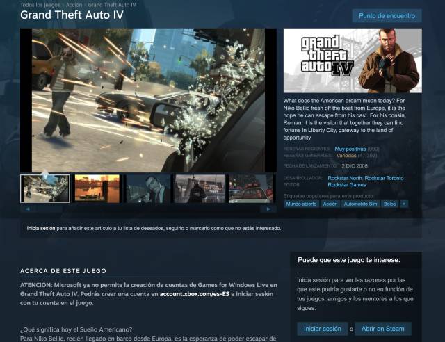 GTA IV retorna a Steam, mas sem importante recurso