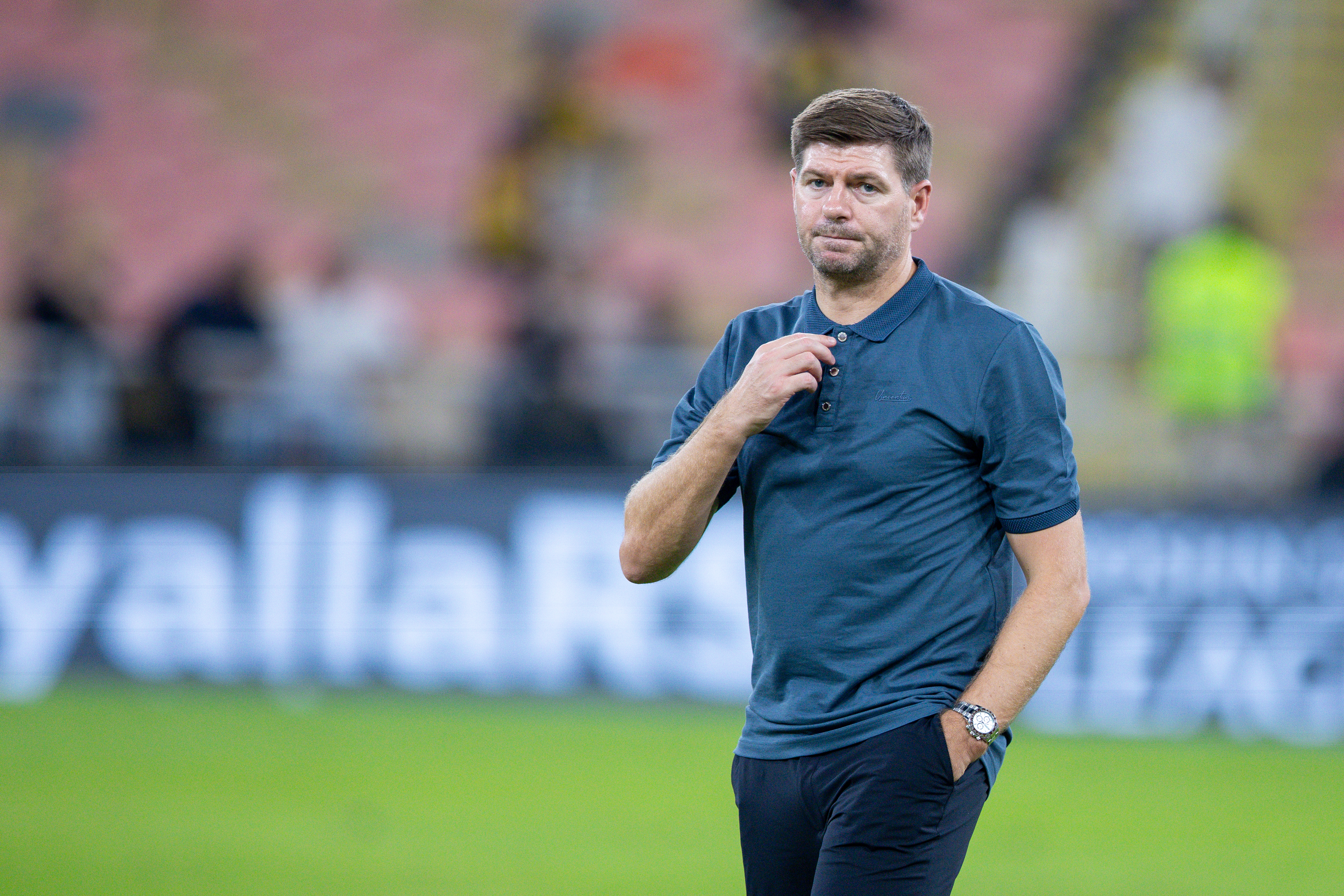 JEDDAH, SAUDI ARABIA - MAY 10: Steven Gerrard head coach of Al Ettifaq looks on after the Saudi Pro League match between Al-Ittihad and Al-Ettifaq at King Abduallah Sport City on May 10, 2024 in Jeddah, Saudi Arabia.(Photo by Yasser Bakhsh/Getty Images)