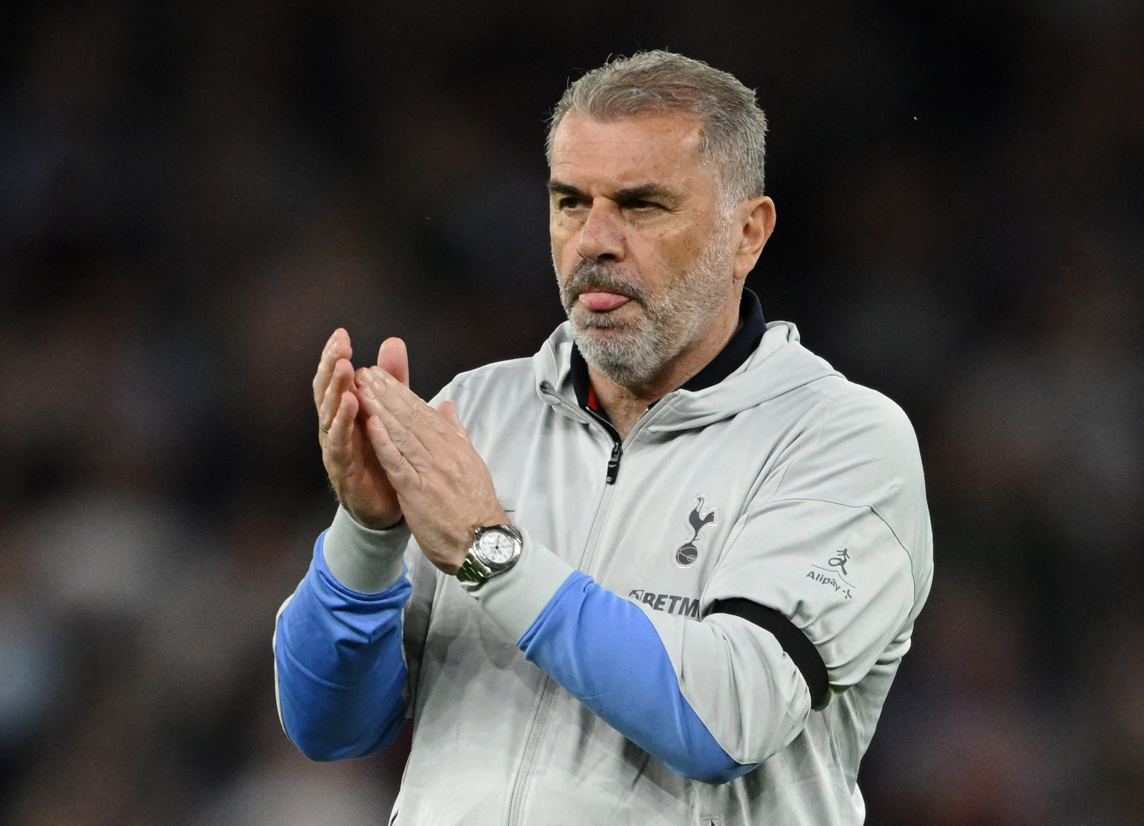 Soccer Football - Premier League - Aston Villa v Tottenham Hotspur - Villa Park, Birmingham, Britain - May 16, 2025 Tottenham Hotspur manager Ange Postecoglou looks dejected after the match REUTERS/Jaimi Joy EDITORIAL USE ONLY. NO USE WITH UNAUTHORIZED AUDIO, VIDEO, DATA, FIXTURE LISTS, CLUB/LEAGUE LOGOS OR 'LIVE' SERVICES. ONLINE IN-MATCH USE LIMITED TO 120 IMAGES, NO VIDEO EMULATION. NO USE IN BETTING, GAMES OR SINGLE CLUB/LEAGUE/PLAYER PUBLICATIONS. PLEASE CONTACT YOUR ACCOUNT REPRESENTATIVE FOR FURTHER DETAILS..