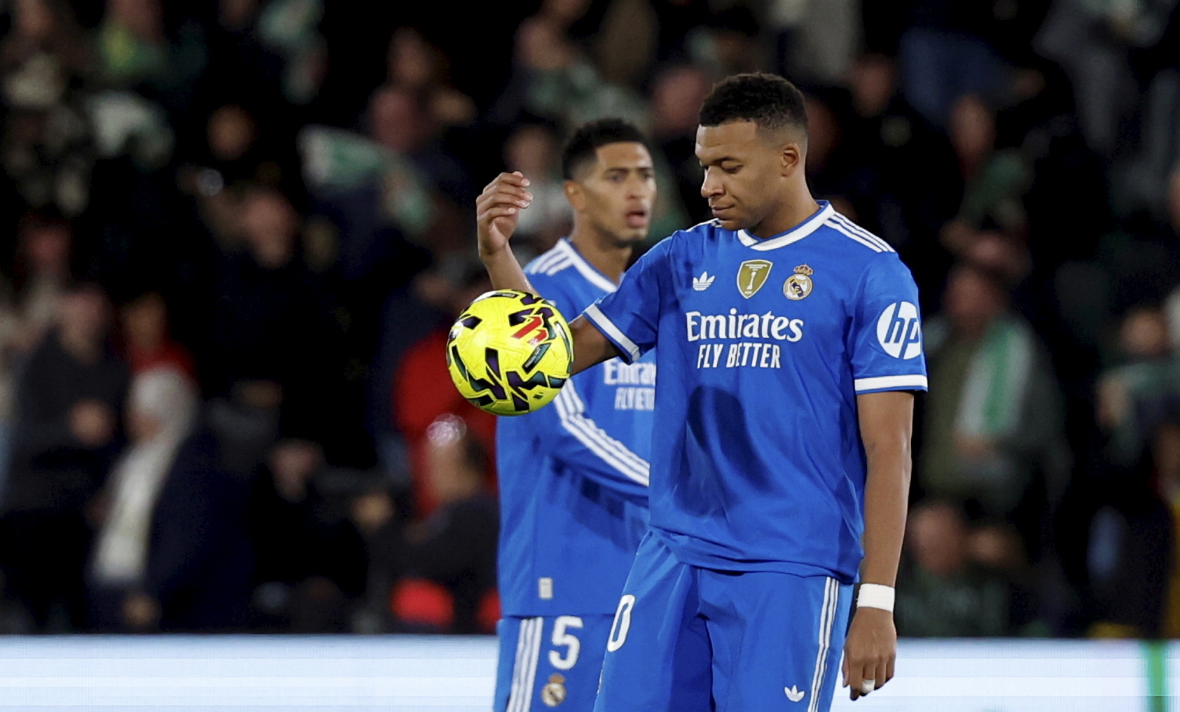 1-0. Kylian Mbappé tras el primer tanto de Aleix Febas.