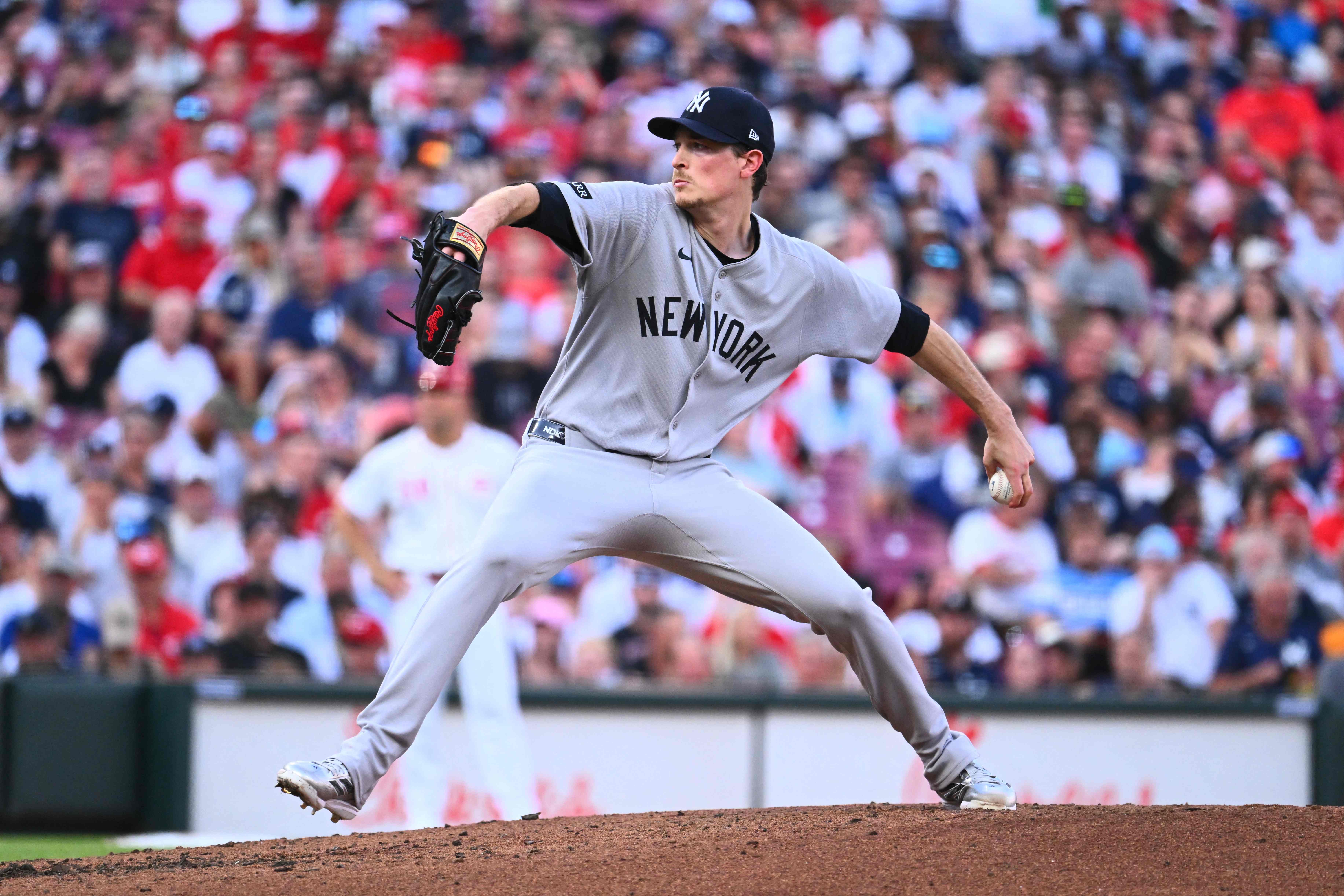 Max Fried #54 of the New York Yankees pitches against the Cincinnati Reds in the second inning of the game at Great American Ball Park on June 25, 2025 in Cincinnati, Ohio.   Ben Jackson/Getty Images/AFP (Photo by Ben Jackson / GETTY IMAGES NORTH AMERICA / Getty Images via AFP)