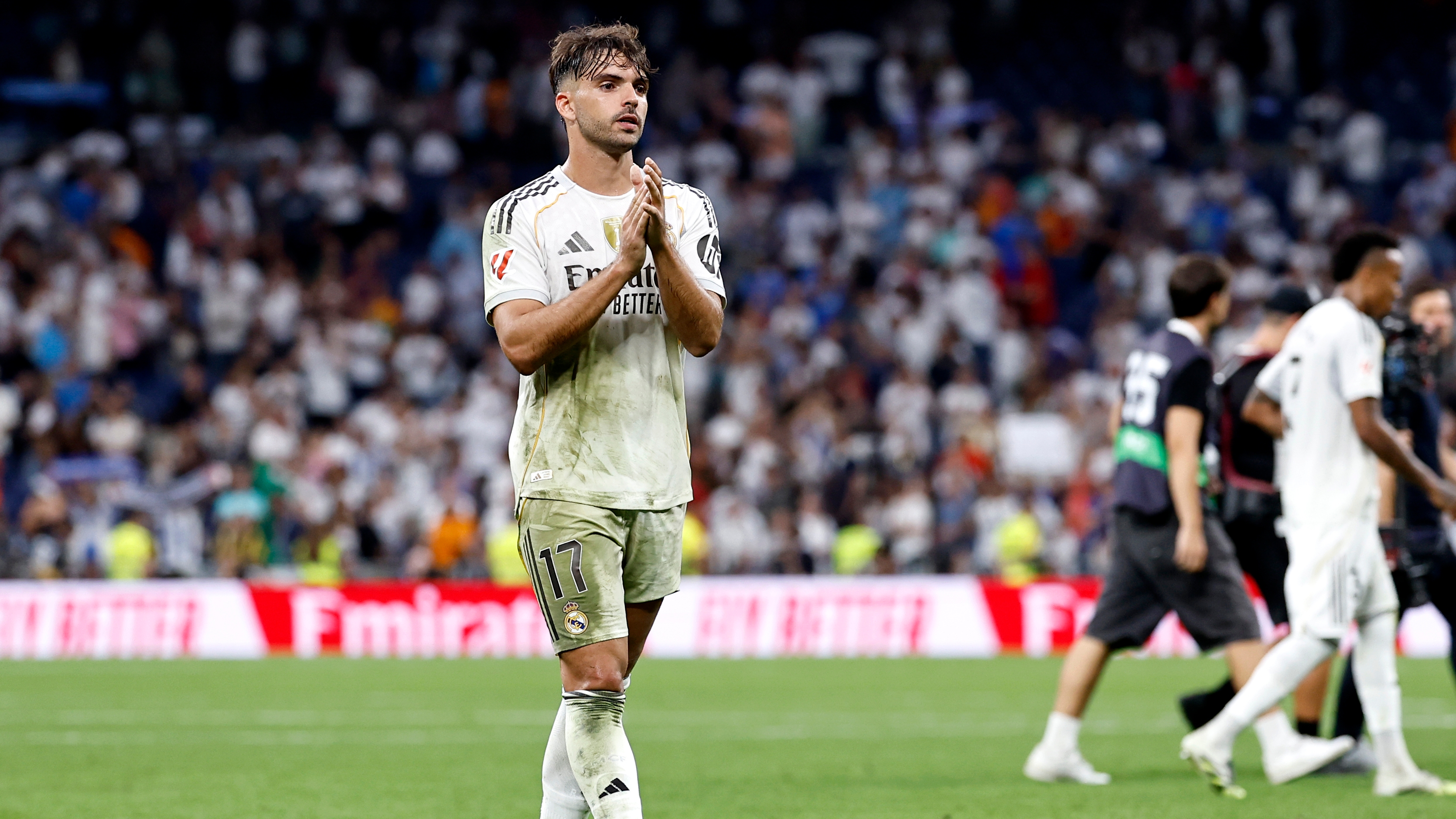 20/09/2025 PARTIDO PRIMERA DIVISION  REAL MADRID - ESPANYOL ALEGRIA FIN DE PARTIDO RAUL ASENCIO 