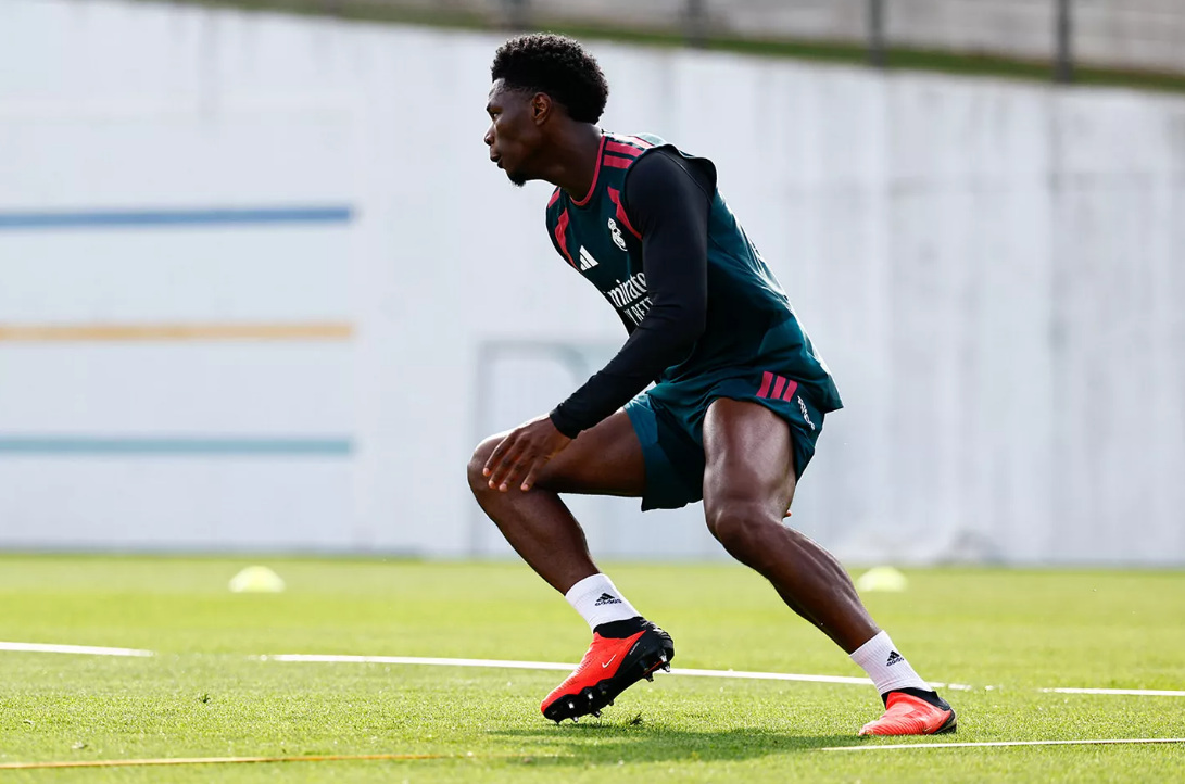 Tchouameni, entrenando el pasado jueves.