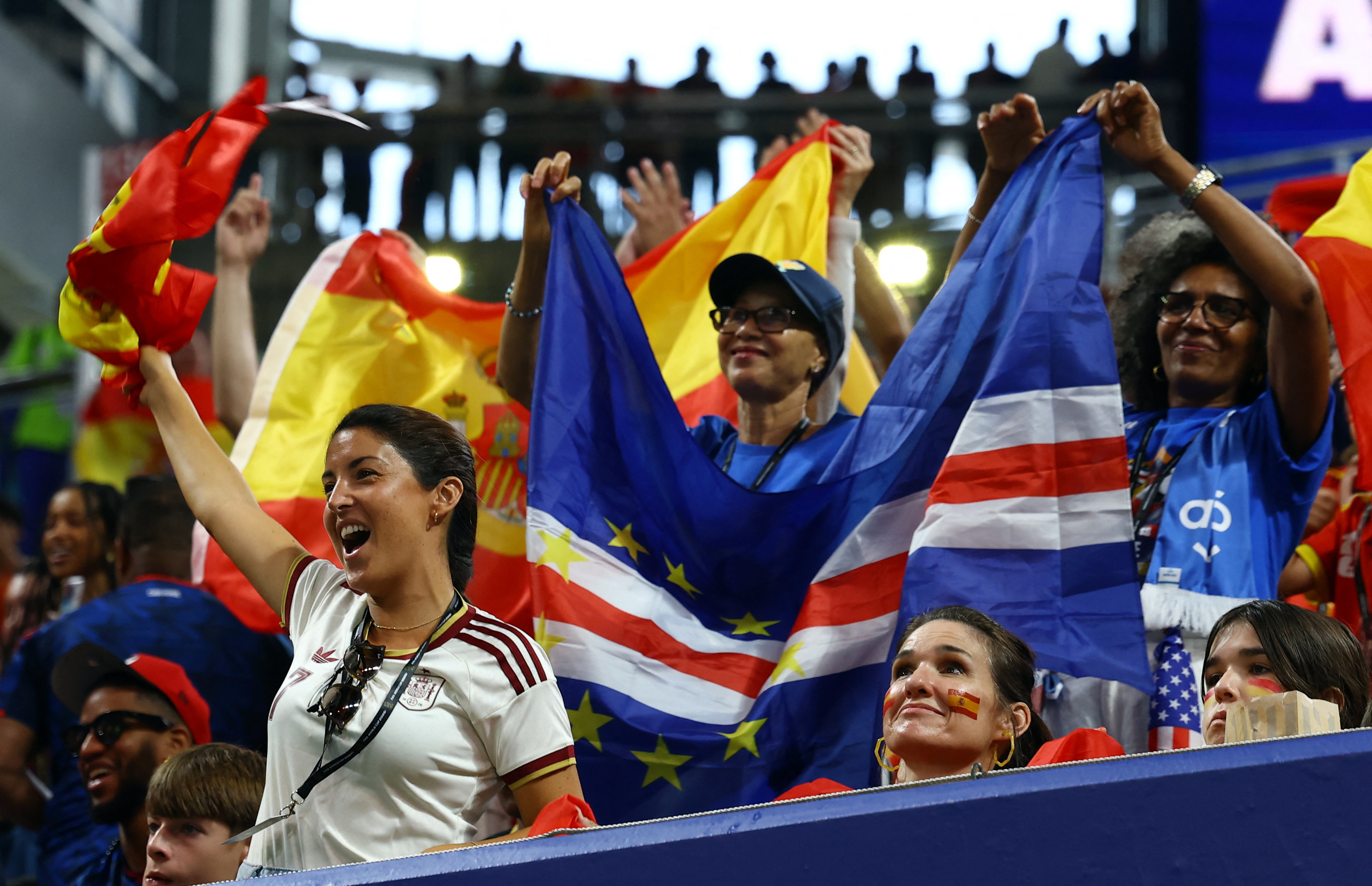 Soccer Football - FIFA World Cup 2026 - Group H - Spain v Cape Verde - Atlanta Stadium, Atlanta, Georgia, U.S. - June 15, 2026 Spain ans Cape Verde fans inside the stadium before the match REUTERS/Siphiwe Sibeko