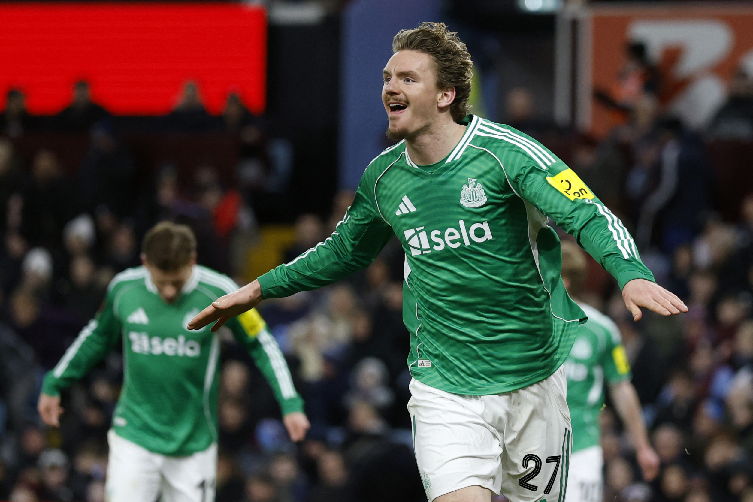 Soccer Football - FA Cup - Fourth Round - Aston Villa v Newcastle United - Villa Park, Birmingham, Britain - February 14, 2026 Newcastle United's Nick Woltemade celebrates scoring their third goal Action Images via Reuters/Peter Cziborra