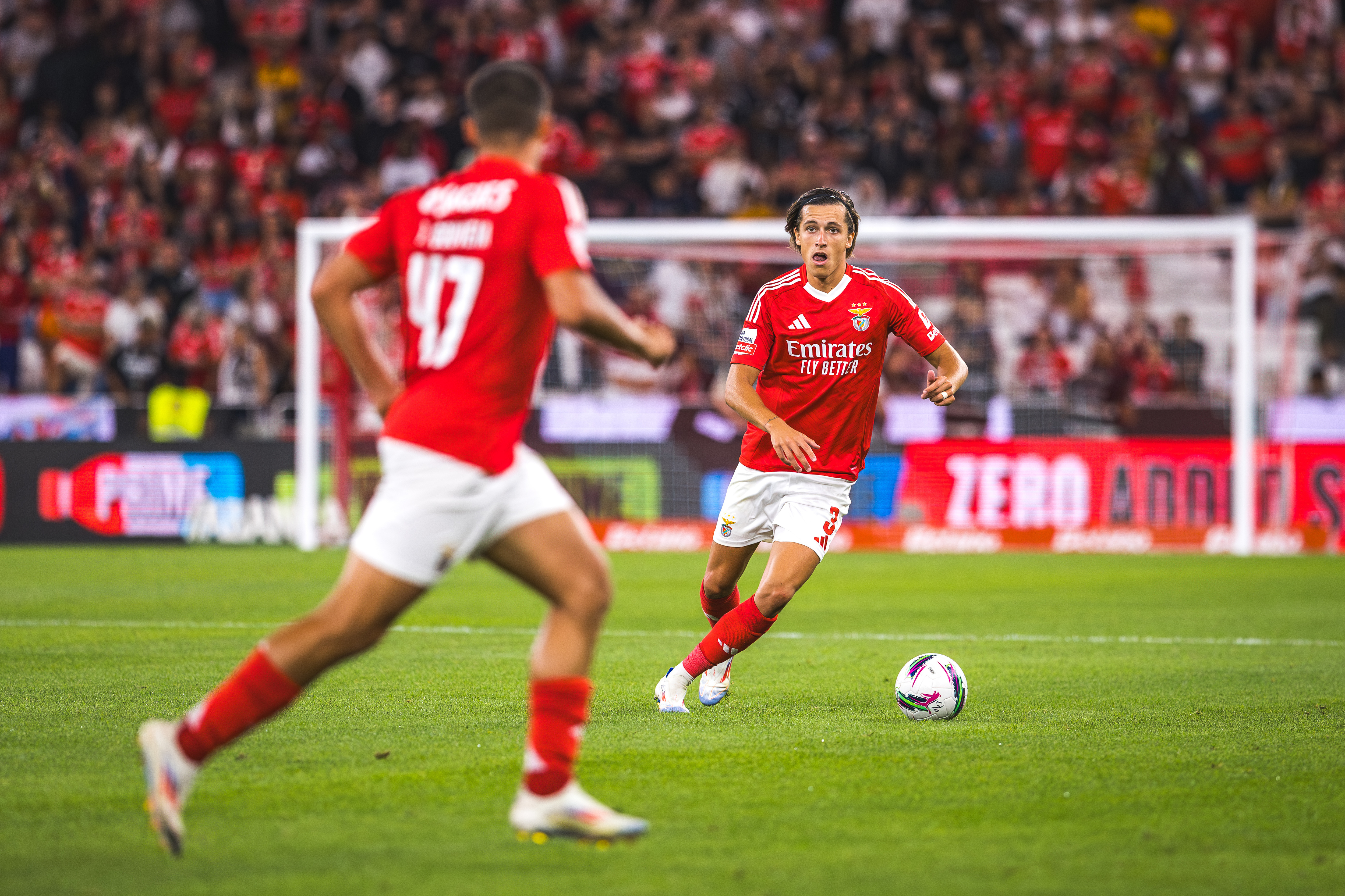 LISBON, PORTUGAL - 2024/08/24: Alvaro Fernandez Carreras of SL Benfica in action during the Liga Portugal Betclic match between SL Benfica and CF Estrela da Amadora at Estadio da Luz. Final score: SL Benfica 1 - 0 CF Estrela da Amadora. (Photo by Henrique Casinhas/SOPA Images/LightRocket via Getty Images)