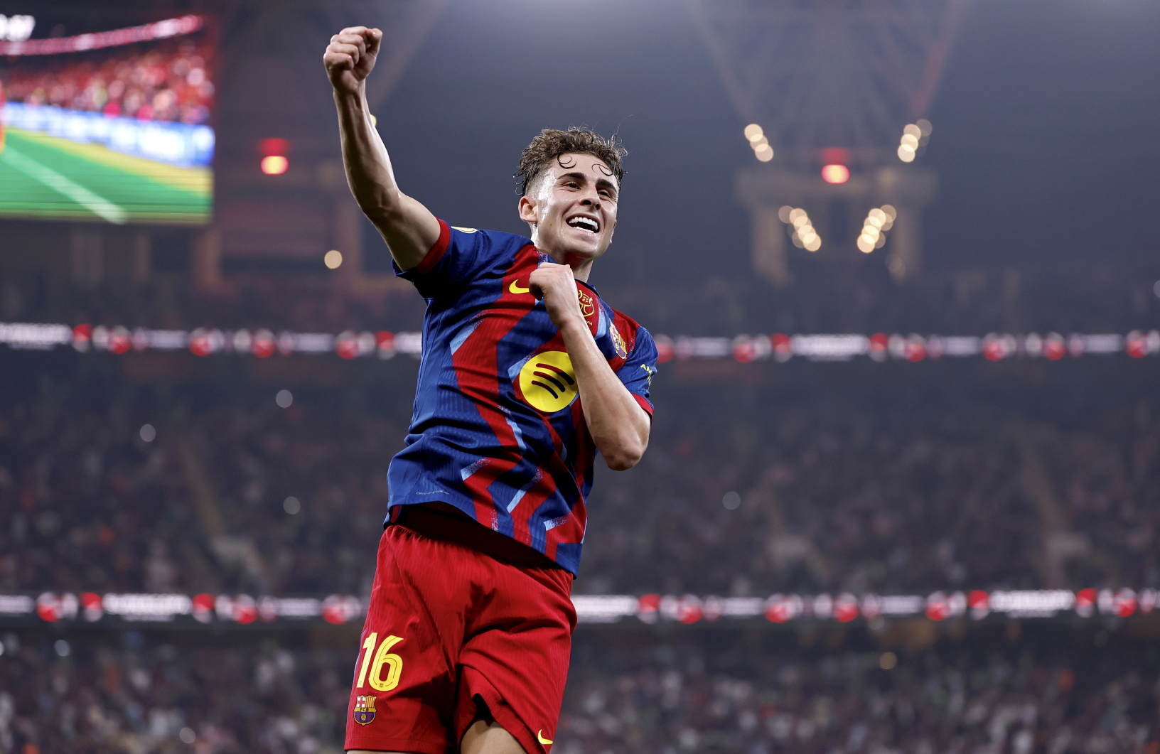 2-0. Fermín López celebra el segundo gol.