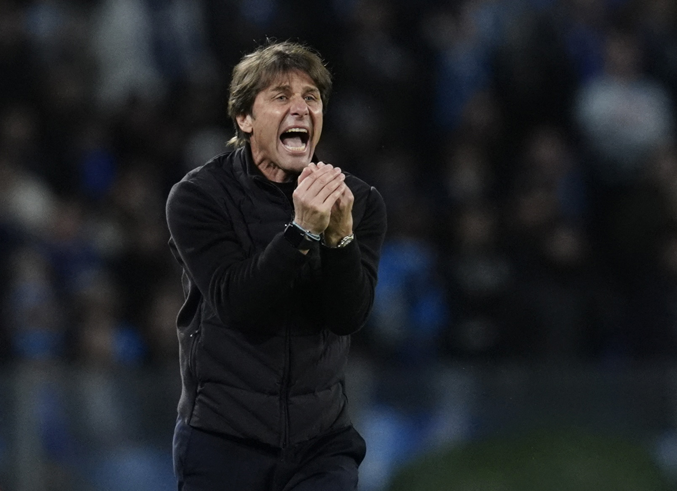 Soccer Football - UEFA Champions League - Napoli v Chelsea - Stadio Diego Armando Maradona, Naples, Italy - January 28, 2026 Napoli coach Antonio Conte reacts REUTERS/Matteo Ciambelli