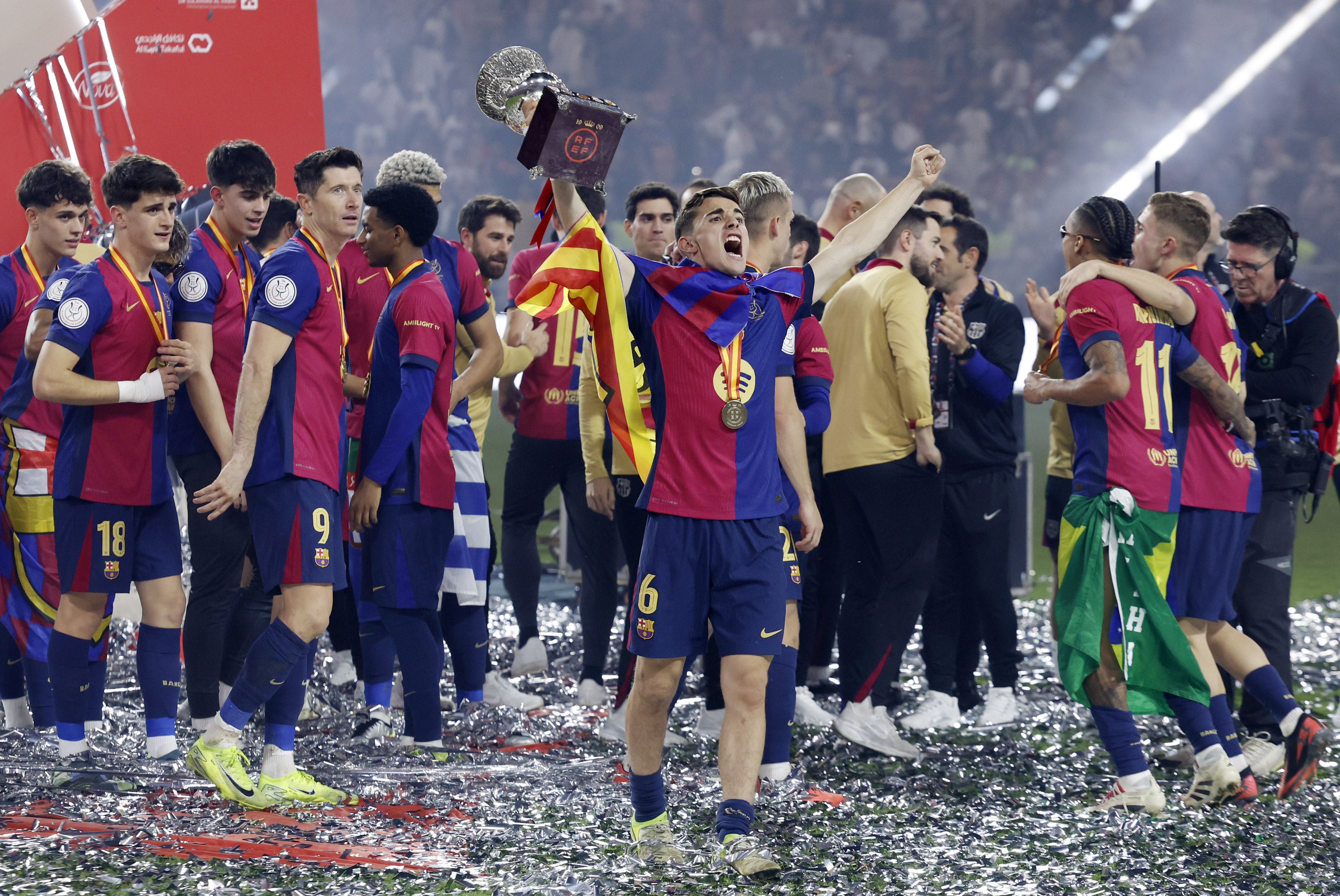 12/01/25 SUPERCOPA DE ESPAÑA JEDDAH PARTIDO FINAL REAL MADRID BARCELONA ALEGRIA CELEBRACION VICTORIA DEL BARCELONA 