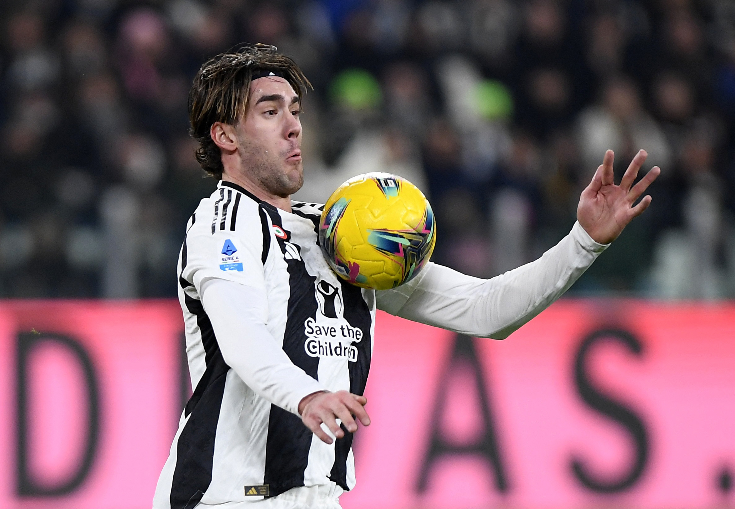 Soccer Football - Serie A - Juventus v Fiorentina - Allianz Stadium, Turin, Italy - December 29, 2024 Juventus' Dusan Vlahovic in action REUTERS/Massimo Pinca