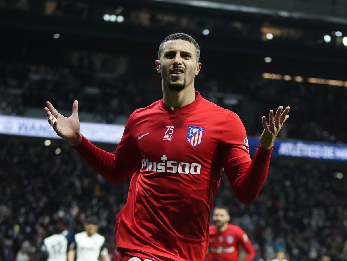 Mario Hermoso celebra un gol con el Atlético de Madrid