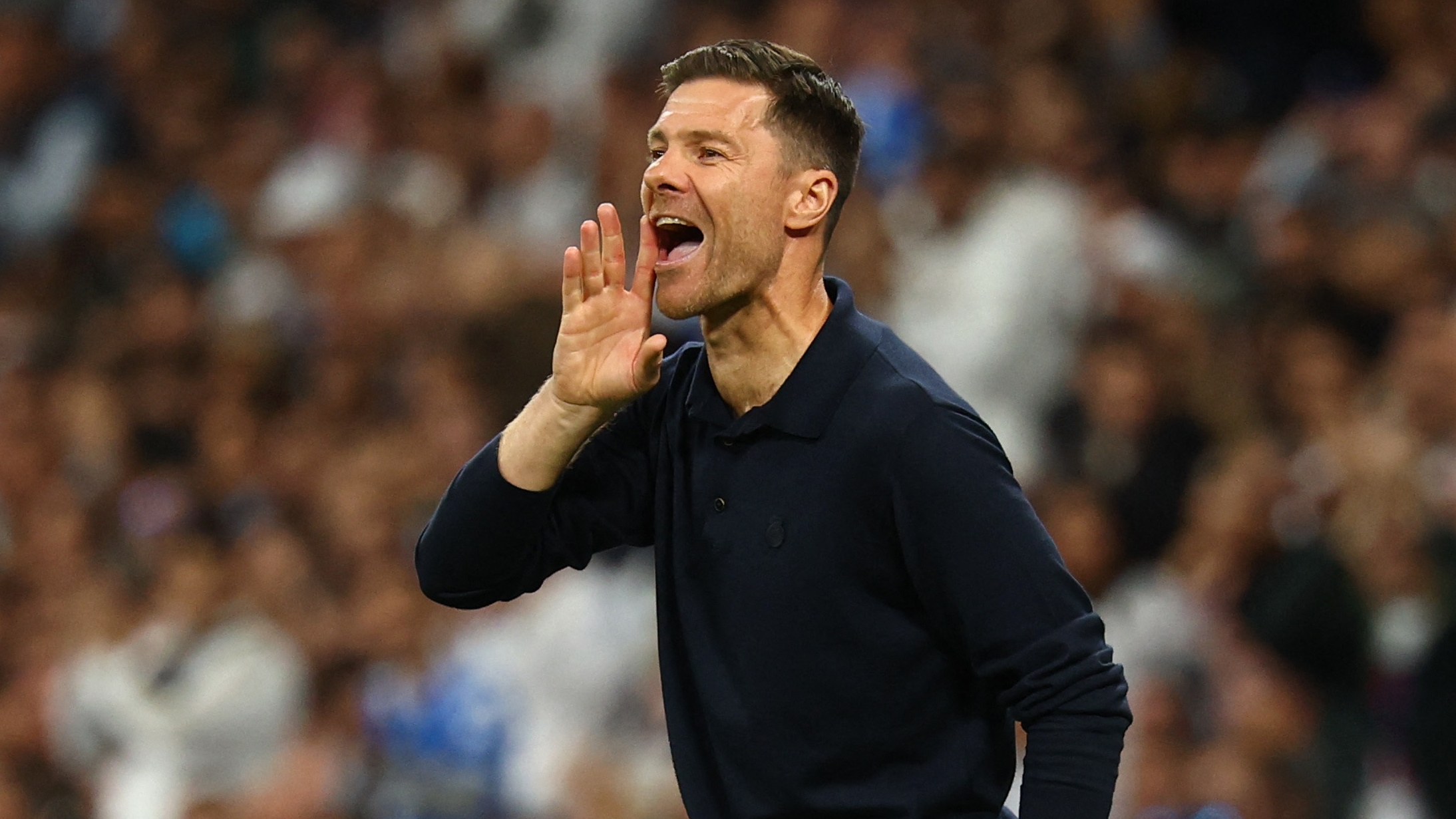 Soccer Football - LaLiga - Real Madrid v FC Barcelona - Santiago Bernabeu, Madrid, Spain - October 26, 2025 Real Madrid coach Xabi Alonso reacts REUTERS/Susana Vera