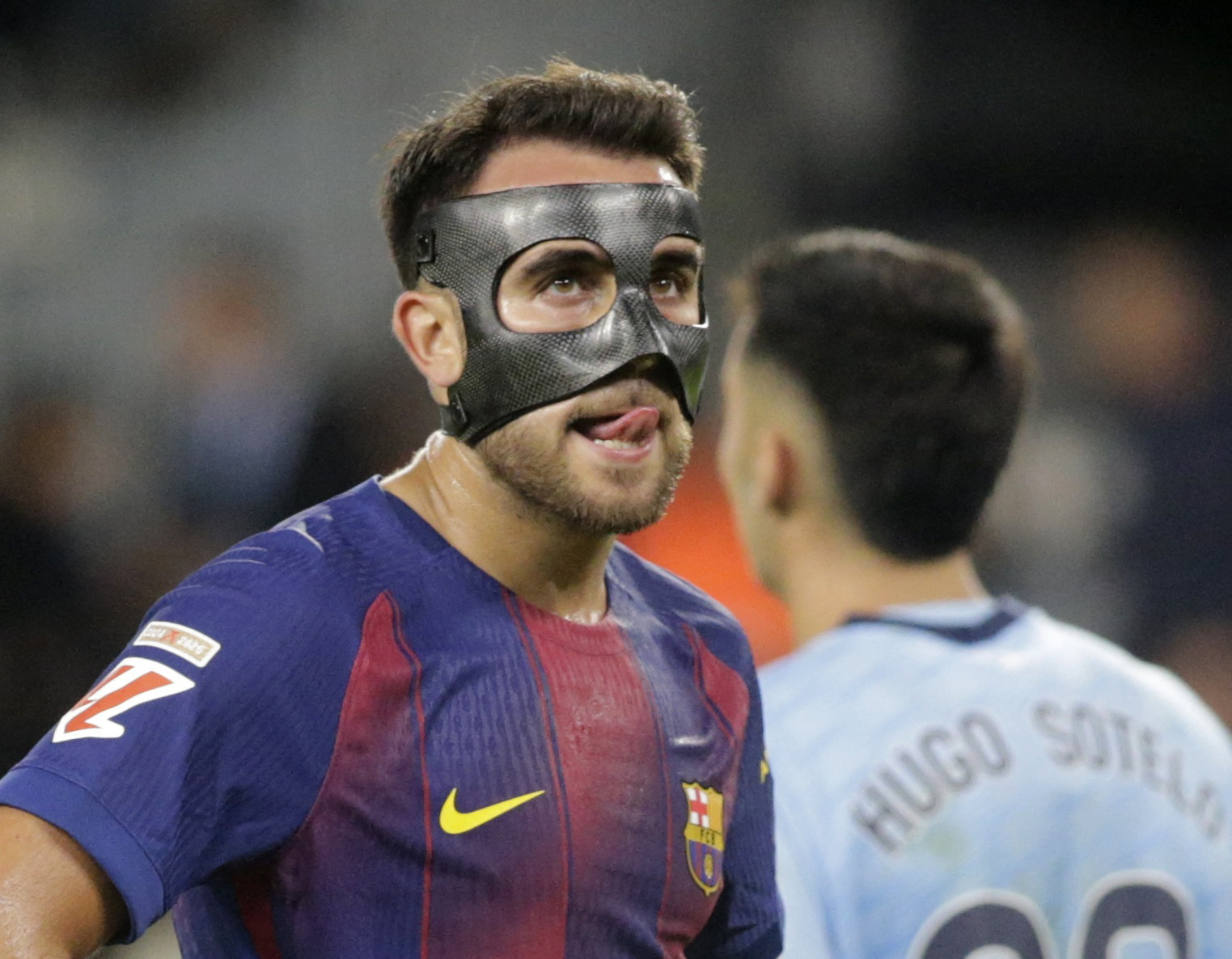 Soccer Football - LaLiga - Celta Vigo v FC Barcelona - Estadio de Balaidos, Vigo, Spain - November 9, 2025 FC Barcelona's Eric Garcia reacts REUTERS/Miguel Vidal