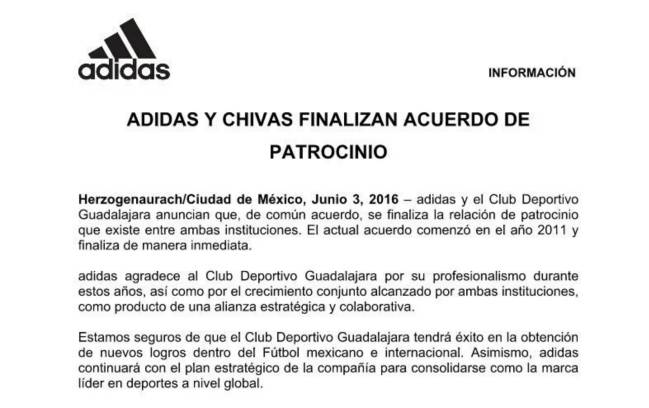 Liga | Chivas pierde el patrocinio de Adidas Chivas el patrocinio Adidas - AS México