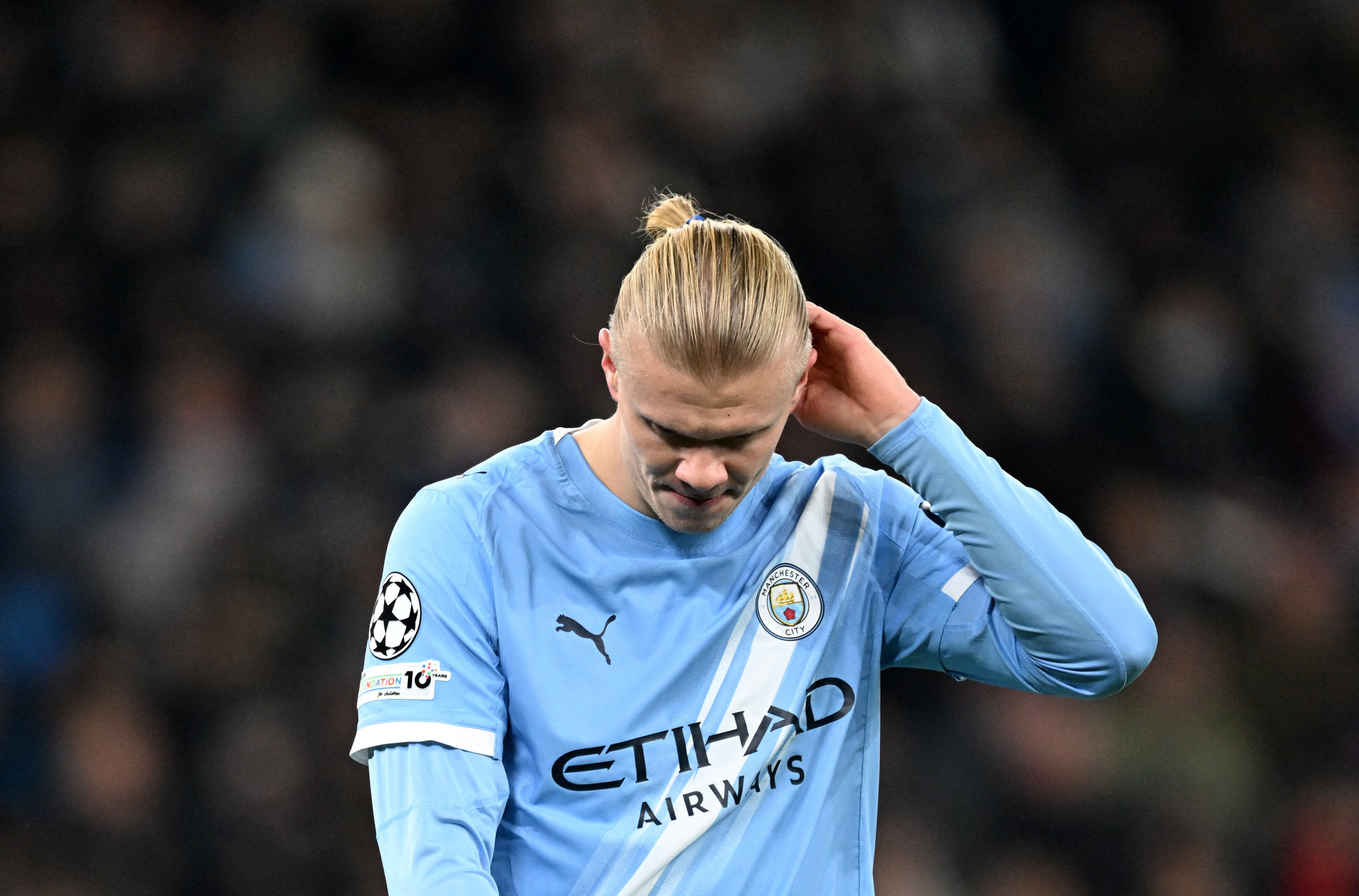 Soccer Football - UEFA Champions League - Manchester City v Bayer Leverkusen - Etihad Stadium, Manchester, Britain - November 25, 2025  Manchester City's Erling Haaland REUTERS/Peter Powell