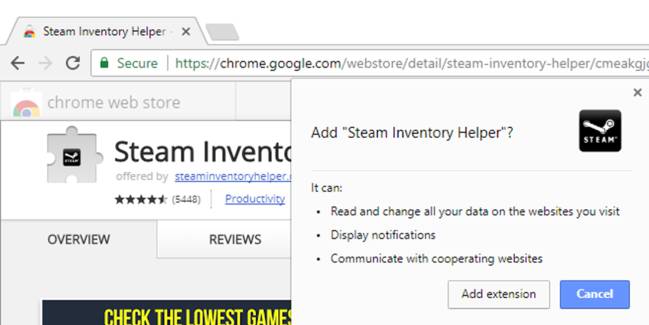 Cuidado! la extensión de Google Chrome de Steam espía tus