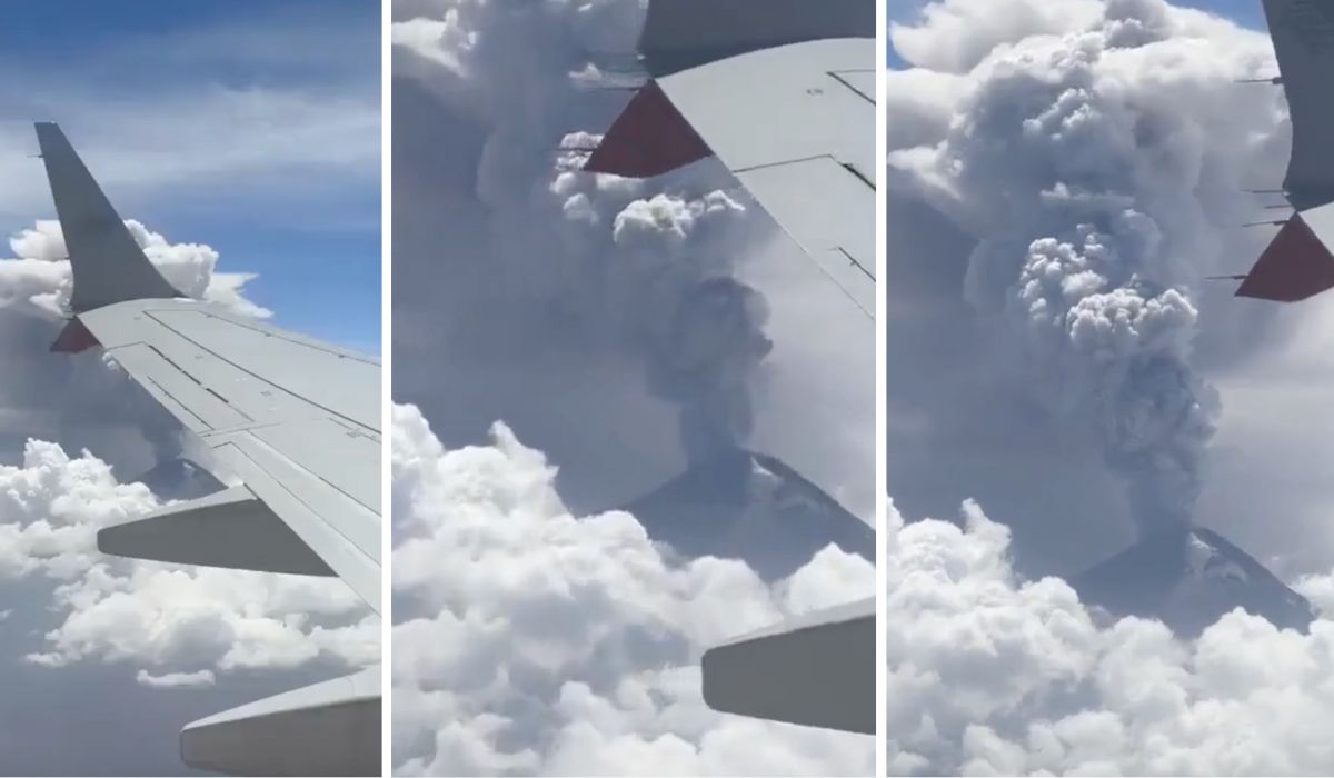 Viral: Pasajero capta impresionante imagen de la actividad del volcán Popocatépetl