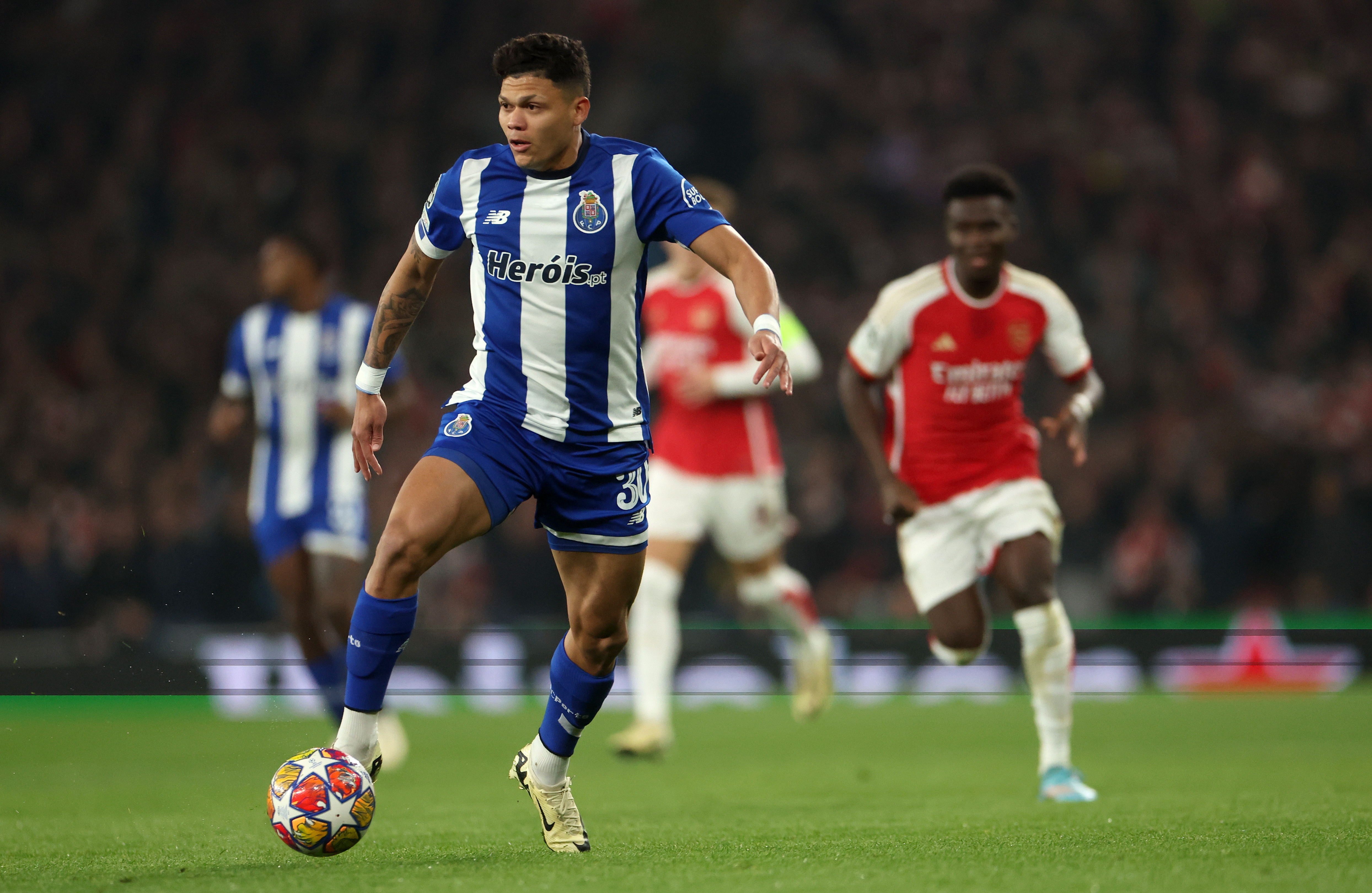 London (United Kingdom), 12/03/2024.- Evanilson of Porto in action during the UEFA Champions League Round of 16, 2nd leg match between Arsenal and Porto in London, Britain, 12 March 2024. (Liga de Campeones, Reino Unido, Londres) EFE/EPA/NEIL HALL
