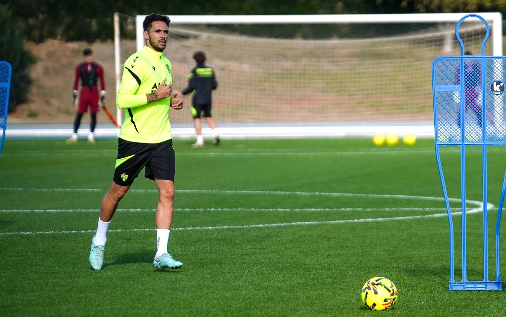 Nelson Monte, en un entrenamiento con el Almería.,