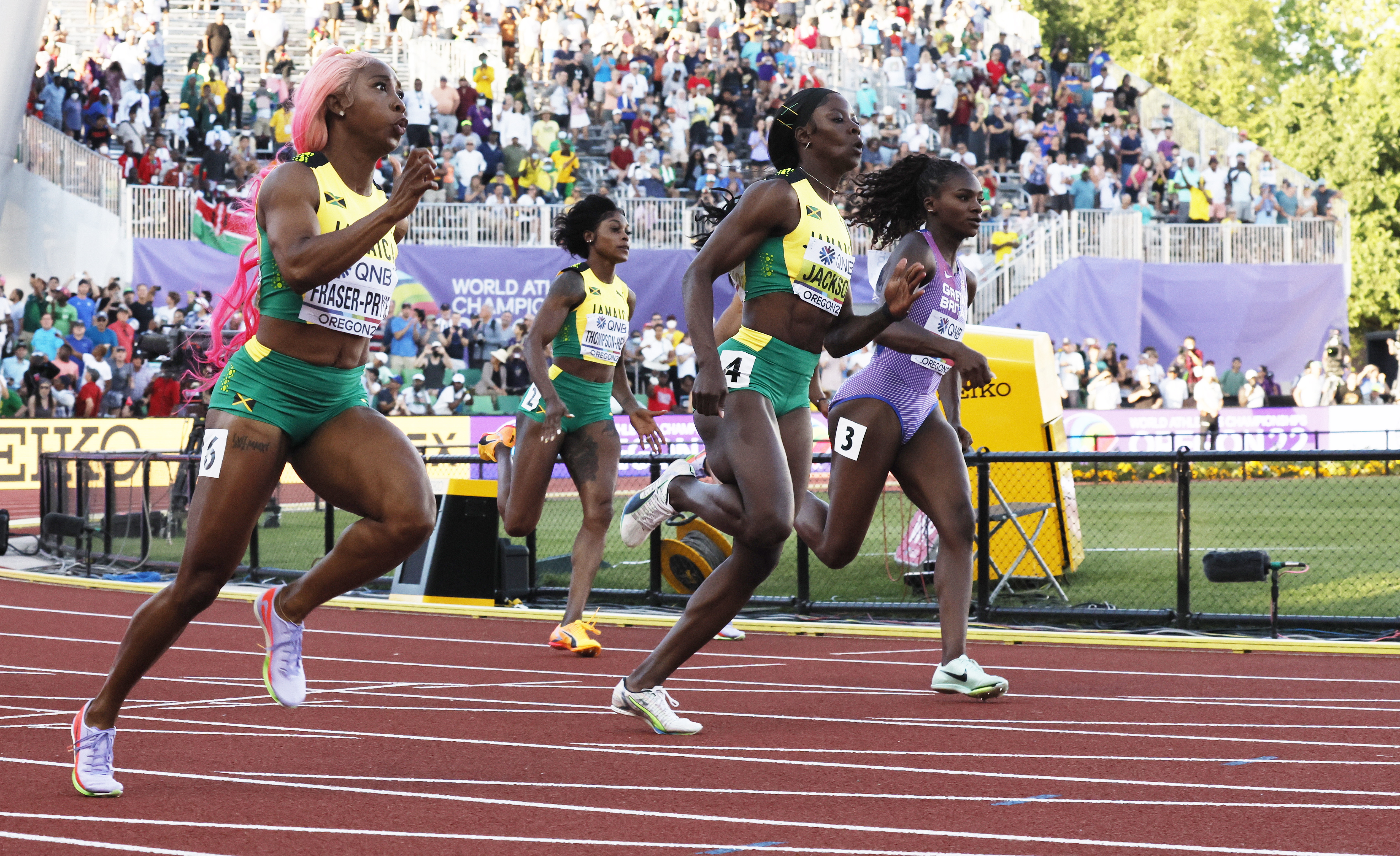 Jackson just missed Florence Griffith's record in 200m gold medal