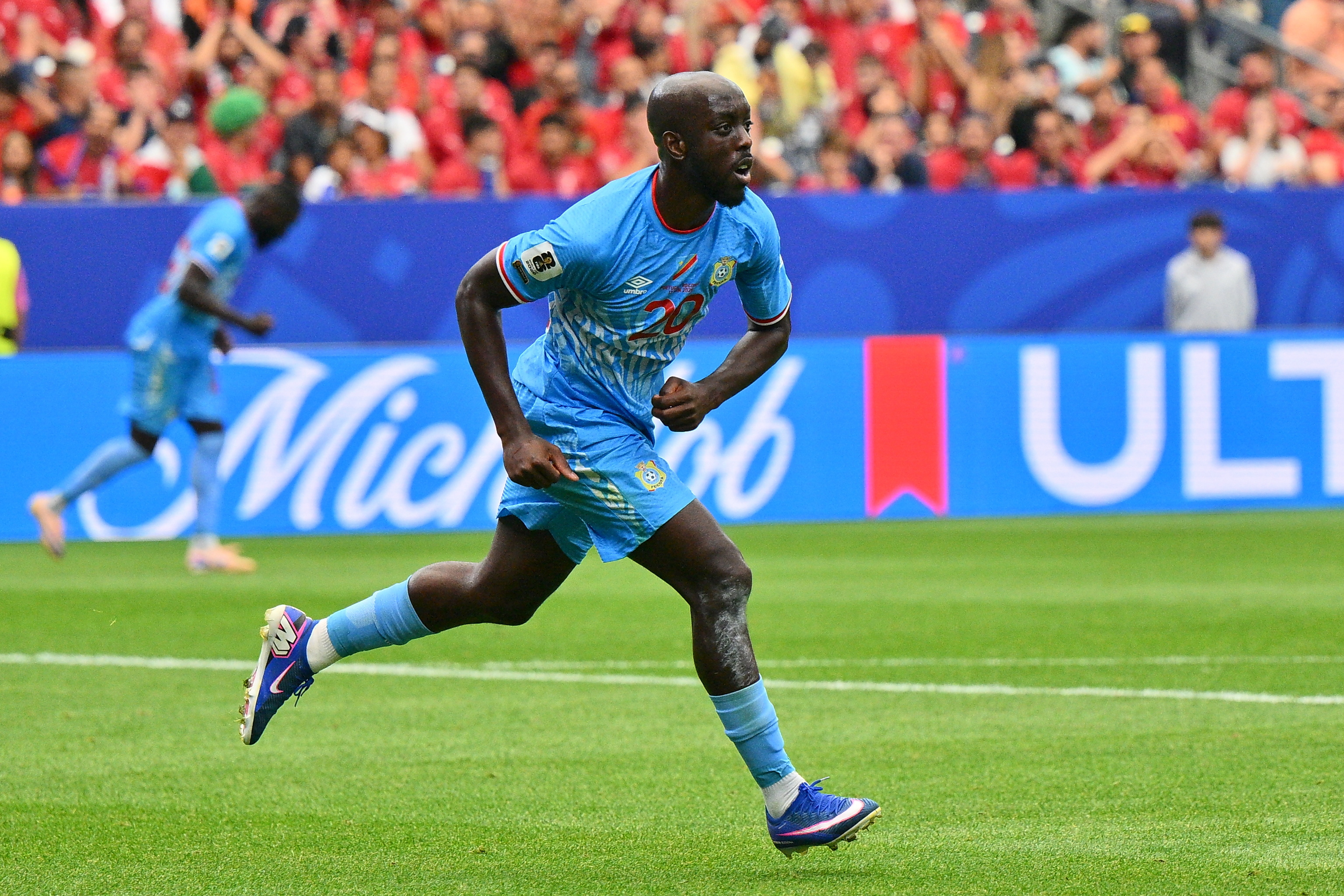 HOUSTON (United States), 17/06/2026.- Yoane Wissa of DR Congo celebrates after scoring the 1-1 equalizer during the FIFA World Cup 2026 group stage match Portugal against Democratic Republic of Congo, in Houston, USA, 17 June 2026. EFE/EPA/SAM WASSON