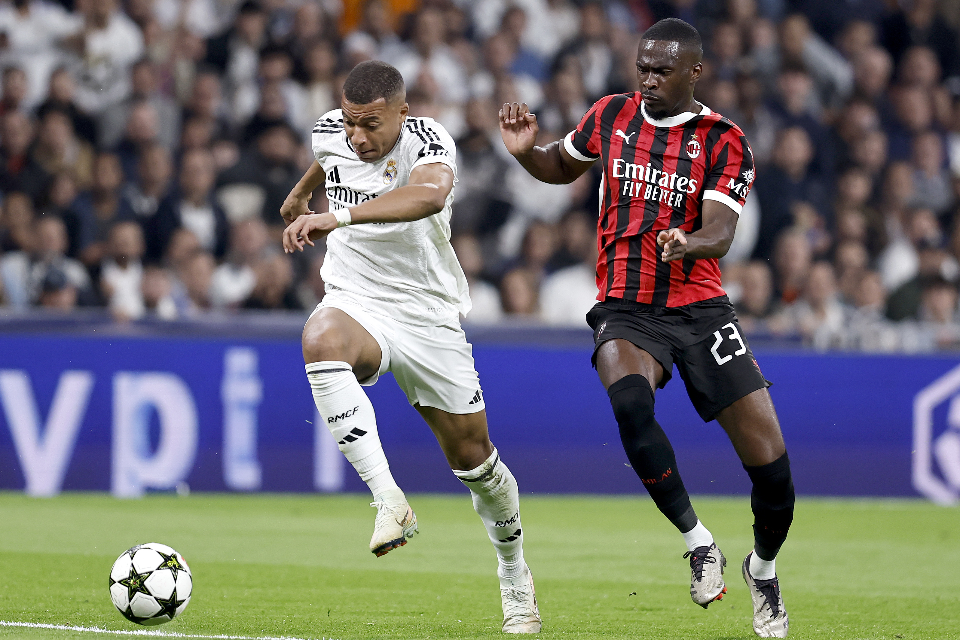 05/11/24 PARTIDO CHAMPIONS LEAGUE 
CUARTA JORNADA FASE LIGA  
REAL MADRID - AC MILAN 
KYLIAN MBAPPE FIKAYO TOMORI 