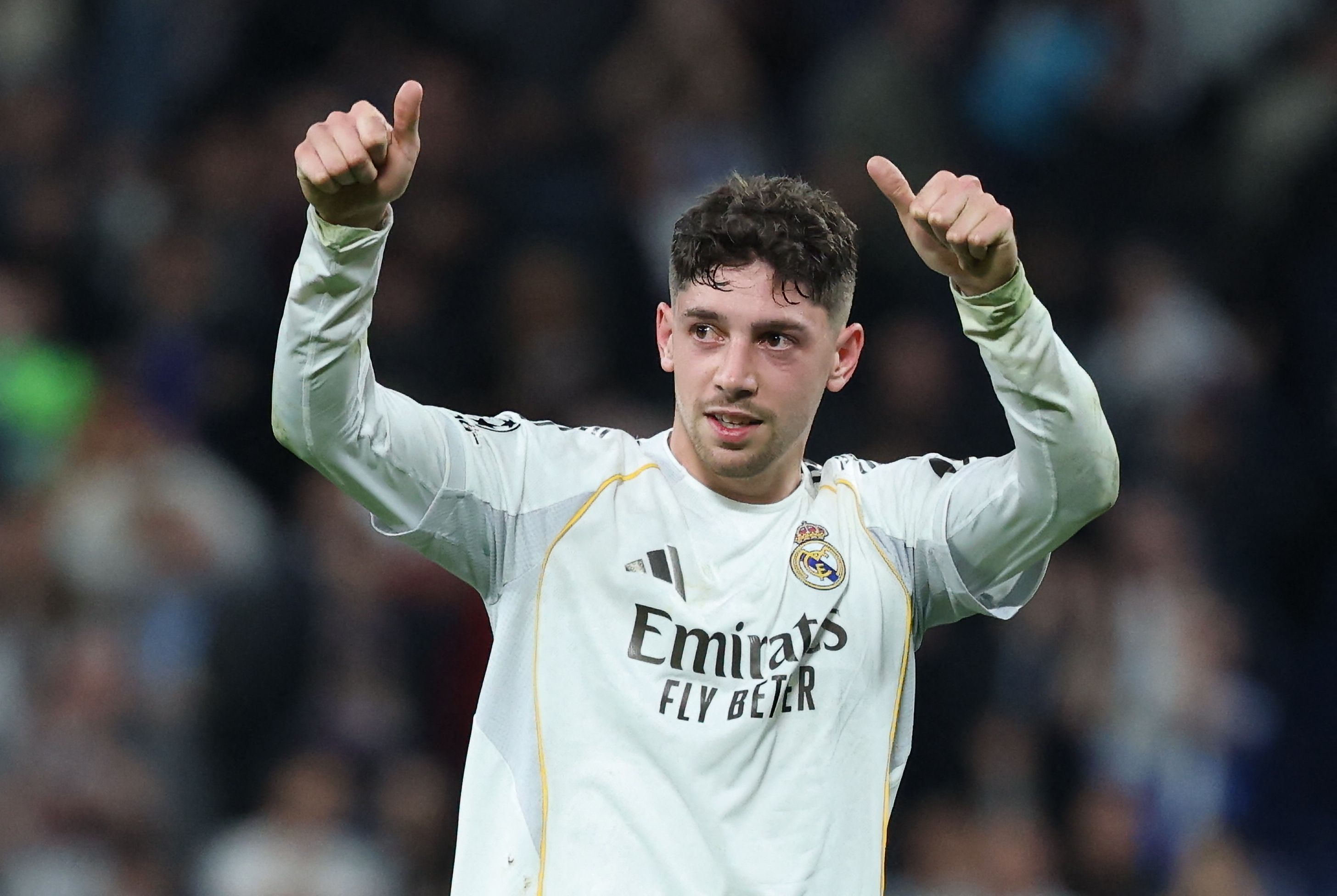 (FILES) Real Madrid's Uruguayan midfielder #08 Federico Valverde reacts at the end of the UEFA Champions League last 16 first leg football match between Real Madrid CF and Manchester City at Santiago Bernabeu Stadium in Madrid on March 11, 2026. Real Madrid midfielder Federico Valverde was treated in hospital after a clash with team-mate Aurelien Tchouameni following a training session on May 7, 2026, several Spanish media outlets reported. (Photo by Thomas COEX / AFP)