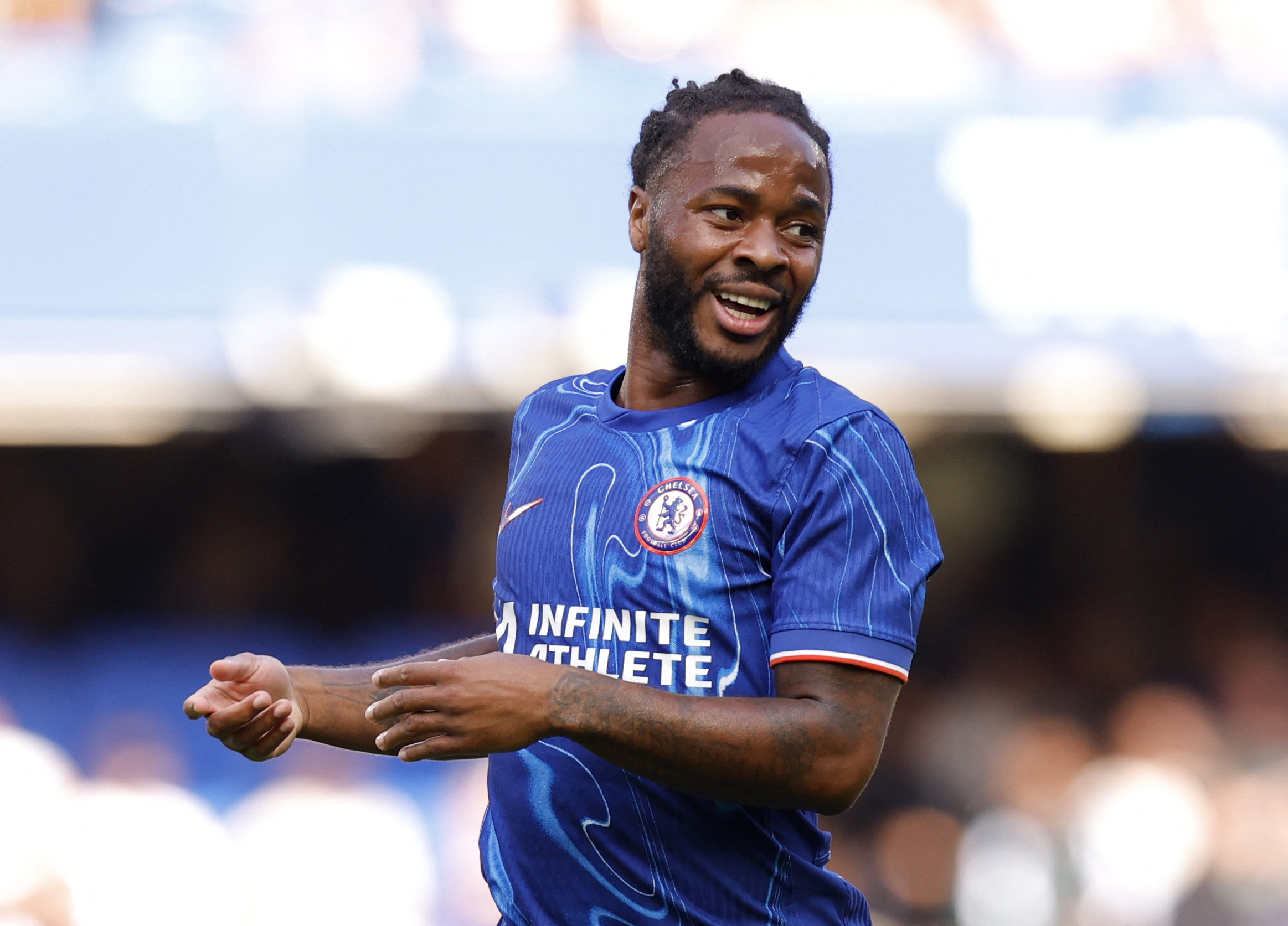 Soccer Football - Pre Season Friendly - Chelsea v Inter Milan - Stamford Bridge, London,  Britain - August 11, 2024 Chelsea's Raheem Sterling in action Action Images via Reuters/Andrew Couldridge