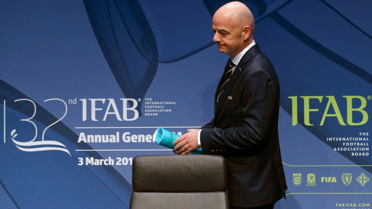 FIFA President Gianni Infantino arrives before a news conference after the 132nd Annual Meeting of the IFAB (International Football Association Board) at FIFA's headquarters in Zurich, Switzerland March 3, 2018.  REUTERS/Arnd Wiegmann