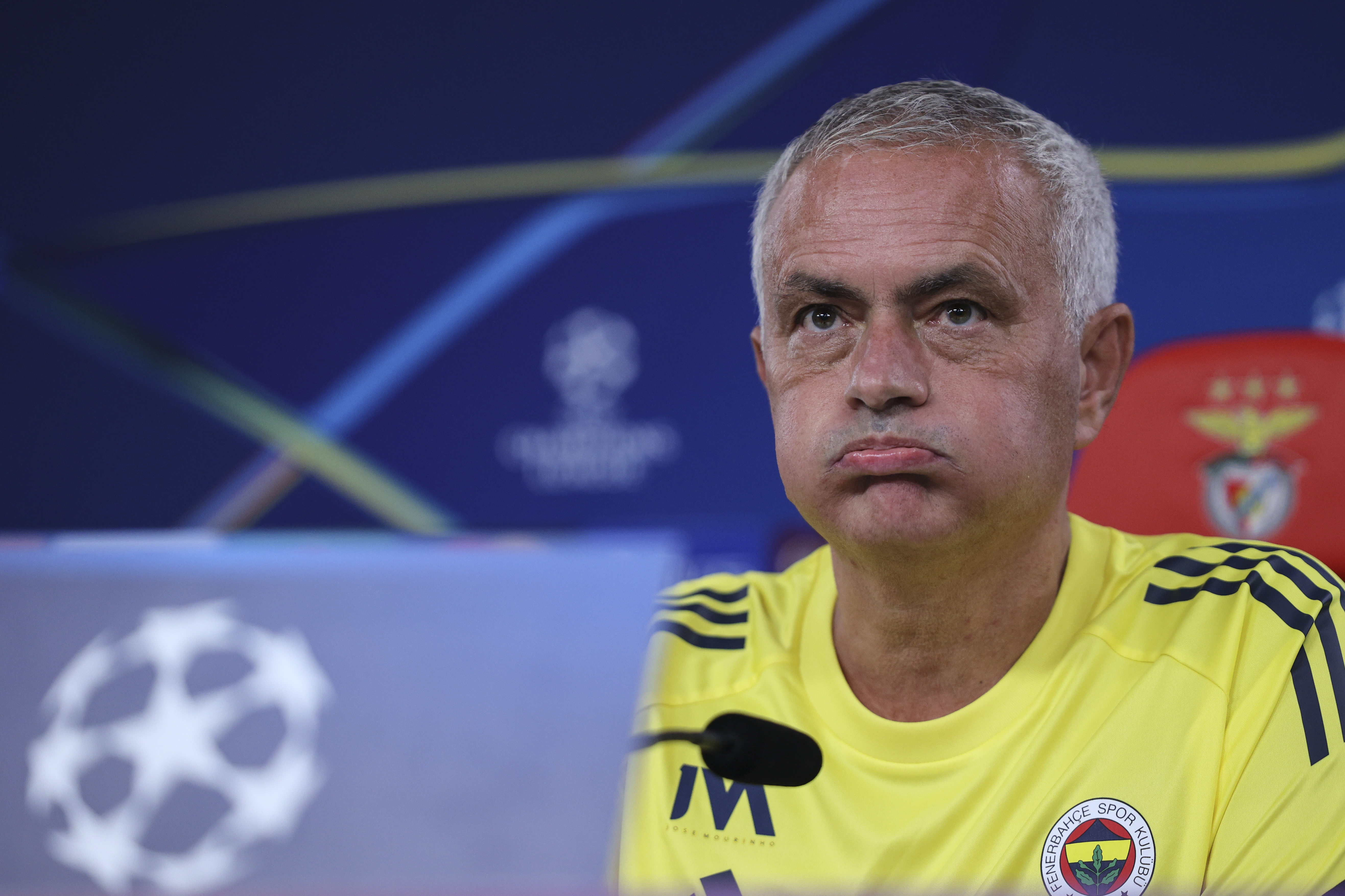 LISBON (Portugal), 26/08/2025.- Fenerbahce head coach Jose Mourinho during the press conference prior to tomorrows UEFA Champions League play-off match against Benfica in Lisbon, 26 August 2025. (Liga de Campeones, Lisboa) EFE/EPA/MIGUEL A. LOPES
