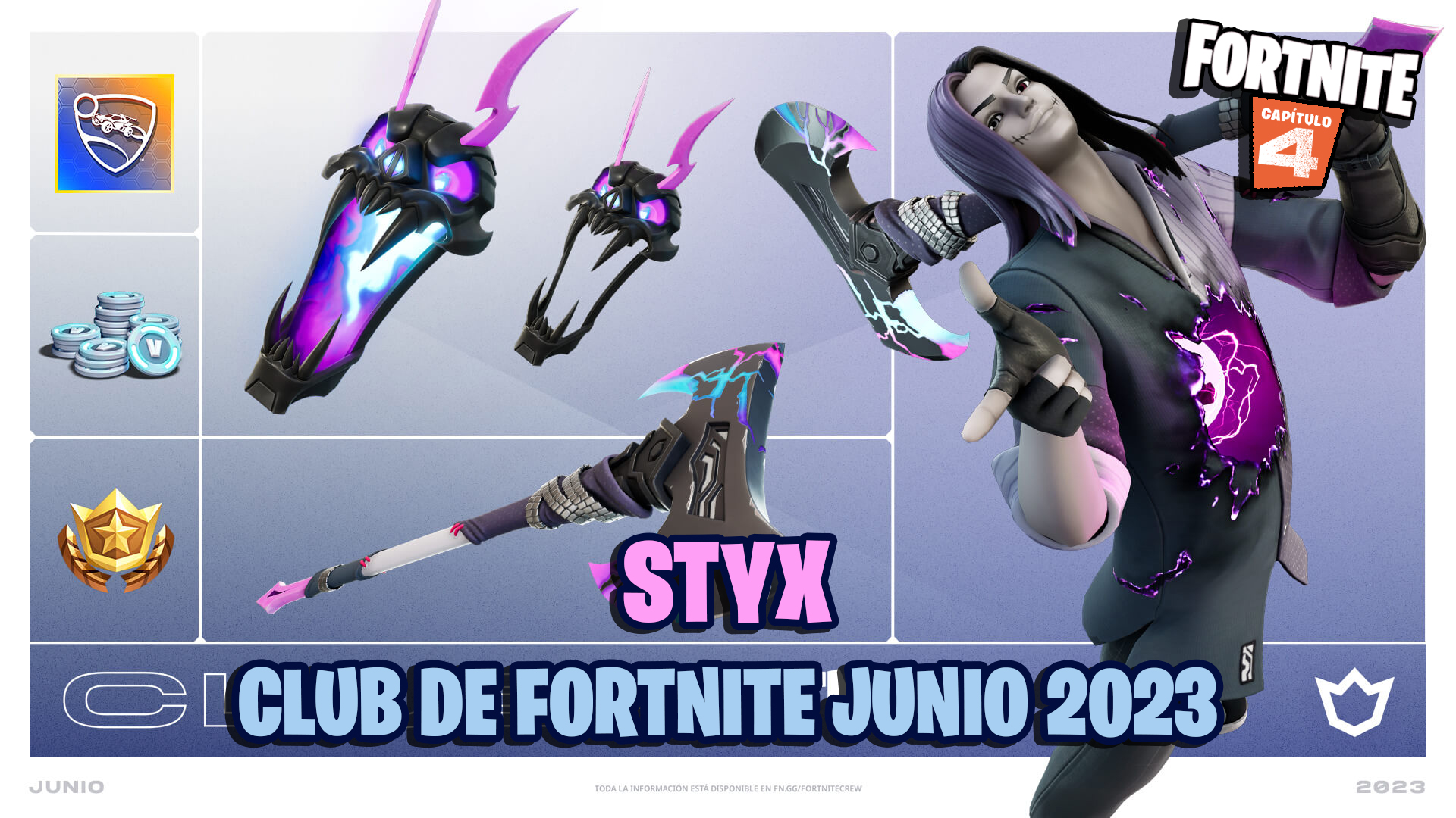 club fortnite junio 2023 nueva skin styx