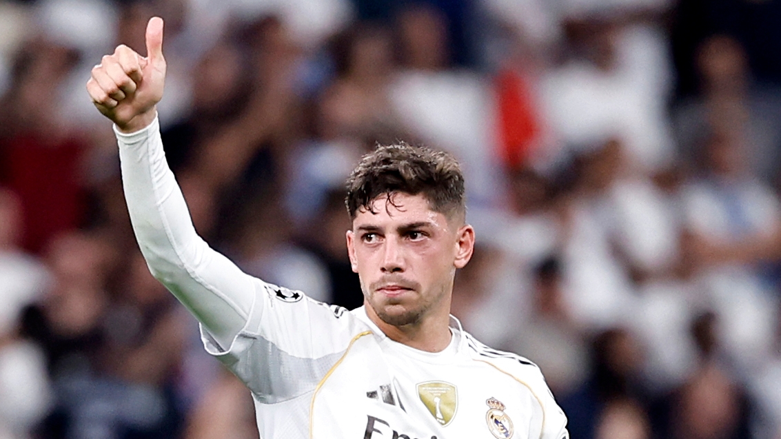 16/09/25 PARTIDO CHAMPIONS LEAGUE JORNADA 1 
FASE GRUPOS ESTADIO SANTIAGO BERNABEU
REAL MADRID - OLYMPIQUE MARSELLA MARSEILLE
ALEGRIA FIN DE PARTIDO FEDE VALVERDE  