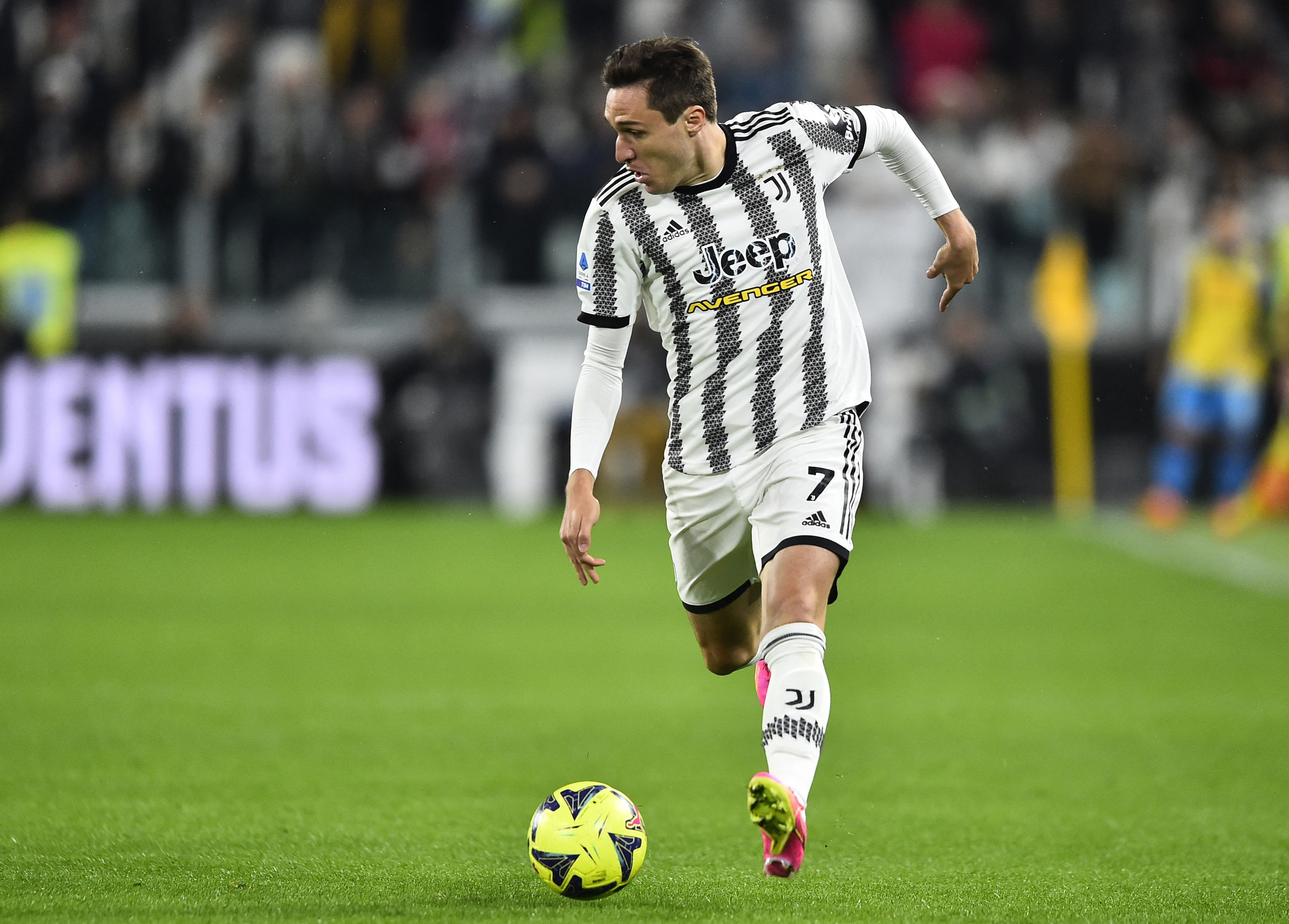 Soccer Football - Serie A - Juventus v Napoli - Allianz Stadium, Turin, Italy - April 23, 2023 Juventus' Federico Chiesa in action REUTERS/Massimo Pinca