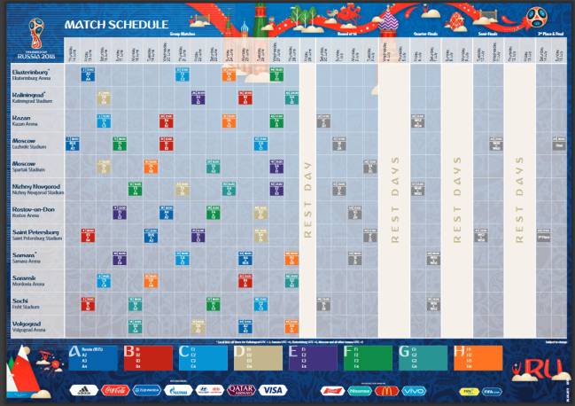 Horarios y calendario Mundial de - AS Colombia