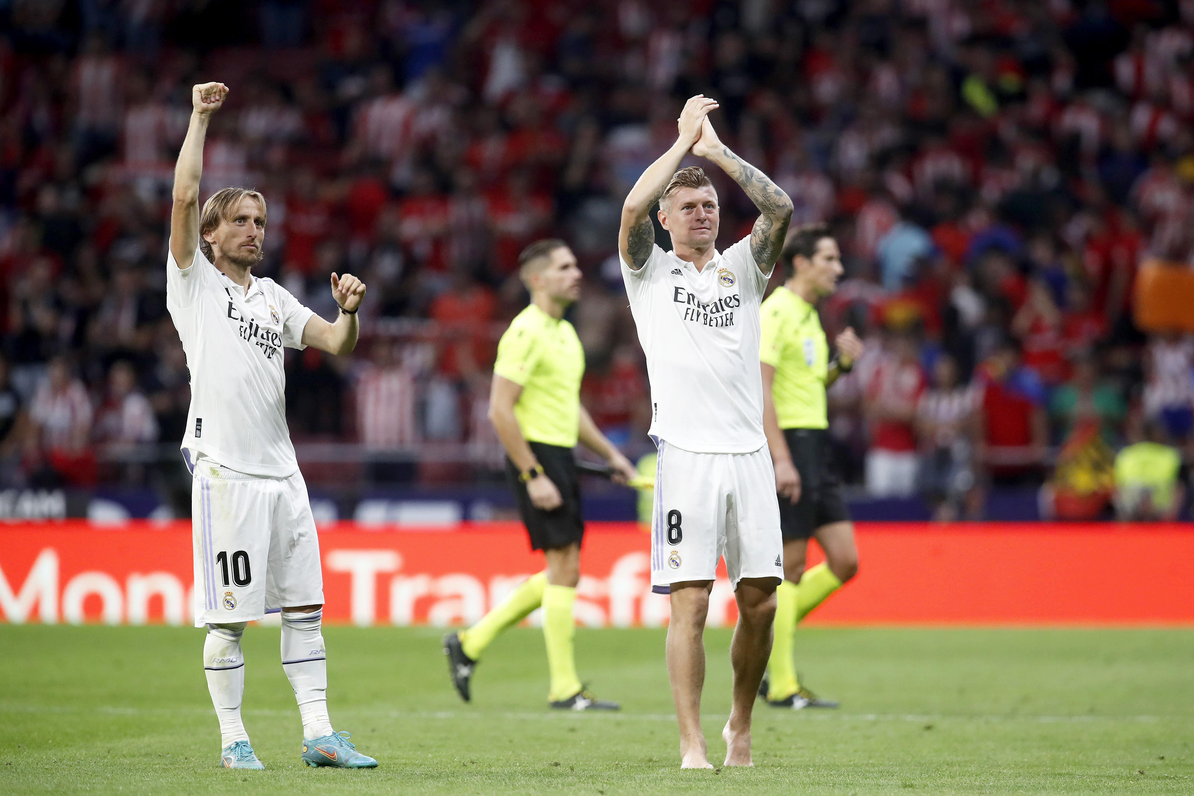 Modric y Kroos, tras un derbi en el Metropolitano.