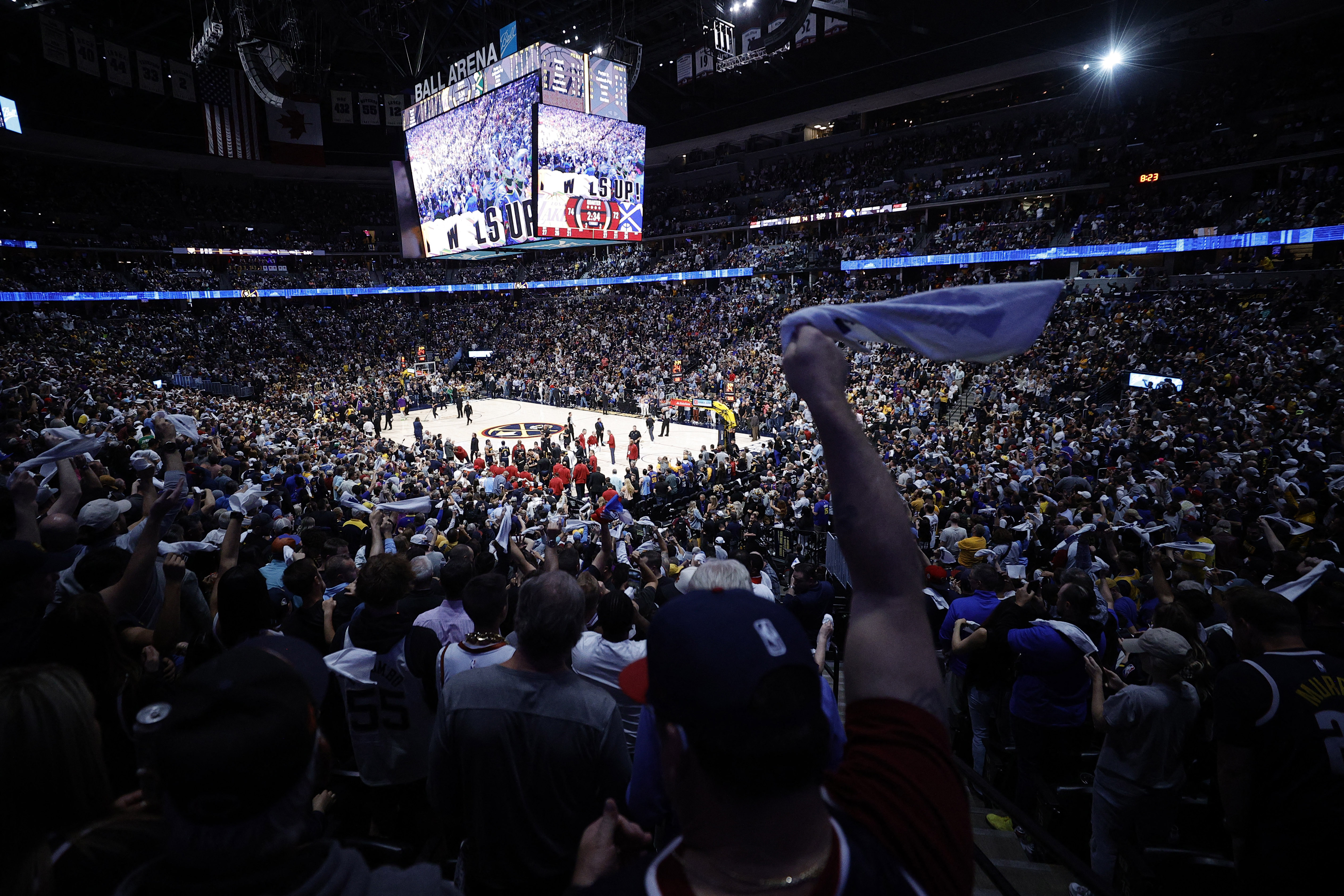May 18, 2023; Denver, Colorado, USA; General view during the second half between the Los Angeles Lakers and the Denver Nuggets during game two of the Western Conference Finals for the 2023 NBA playoffs at Ball Arena. Mandatory Credit: Isaiah J. Downing-USA TODAY Sports